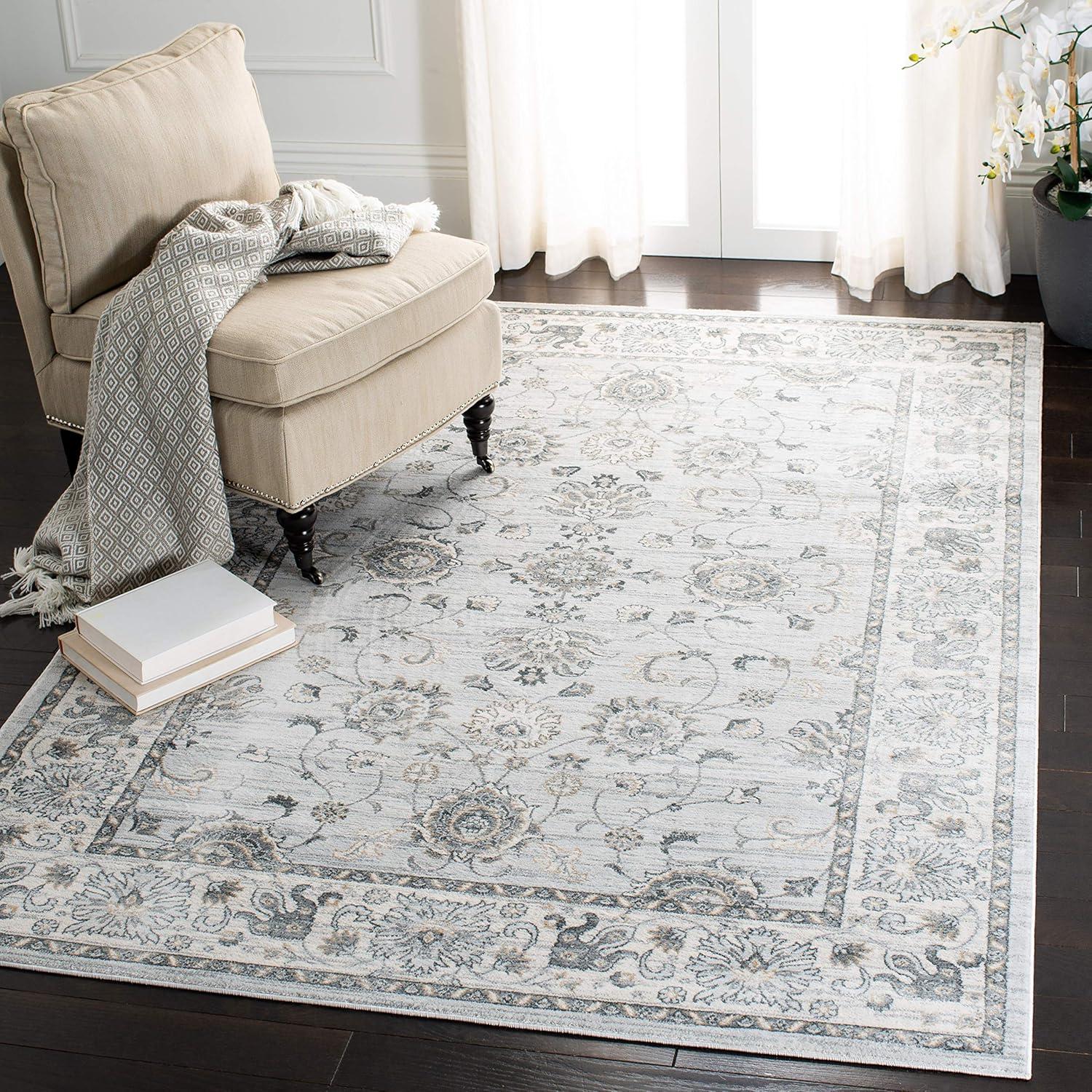 Isabella ISA940 Power Loomed Area Rug - Light Grey/Cream - 5'3"x7'6" - Safavieh