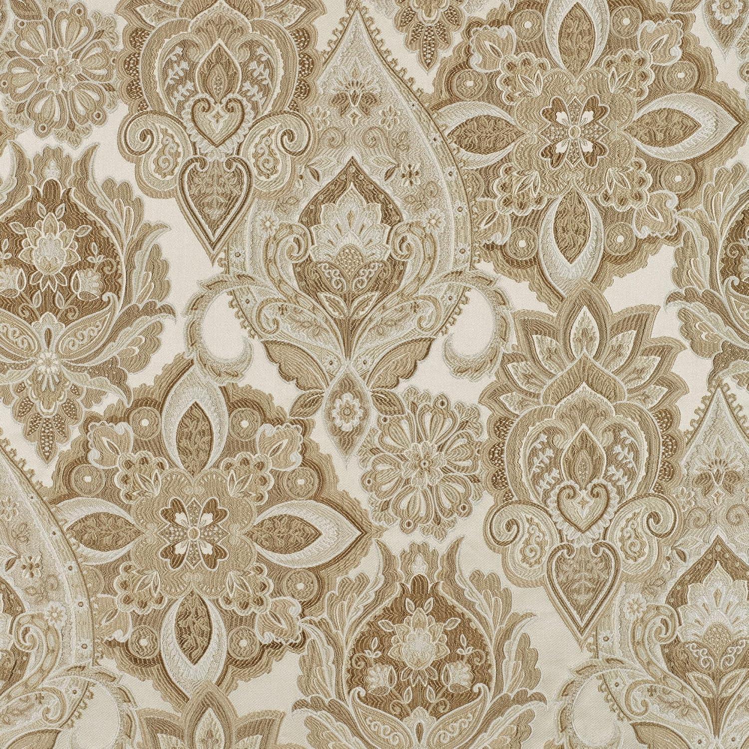 Albany Luxury Bedding | Soothing Neutral Tones of Champagne and Ivory | Jacobean Floral Inspired Damask, Medallions, and Stripes | 3 Piece Bed Set Includes Oversized Queen Bedspread & 2 Standard Shams
