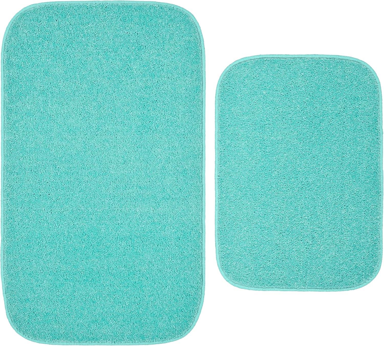 Garland Rug Gramercy 2pc Washable Bathroom Rug Set Sea Foam: Non-Skid, Machine Made, Tufted Design