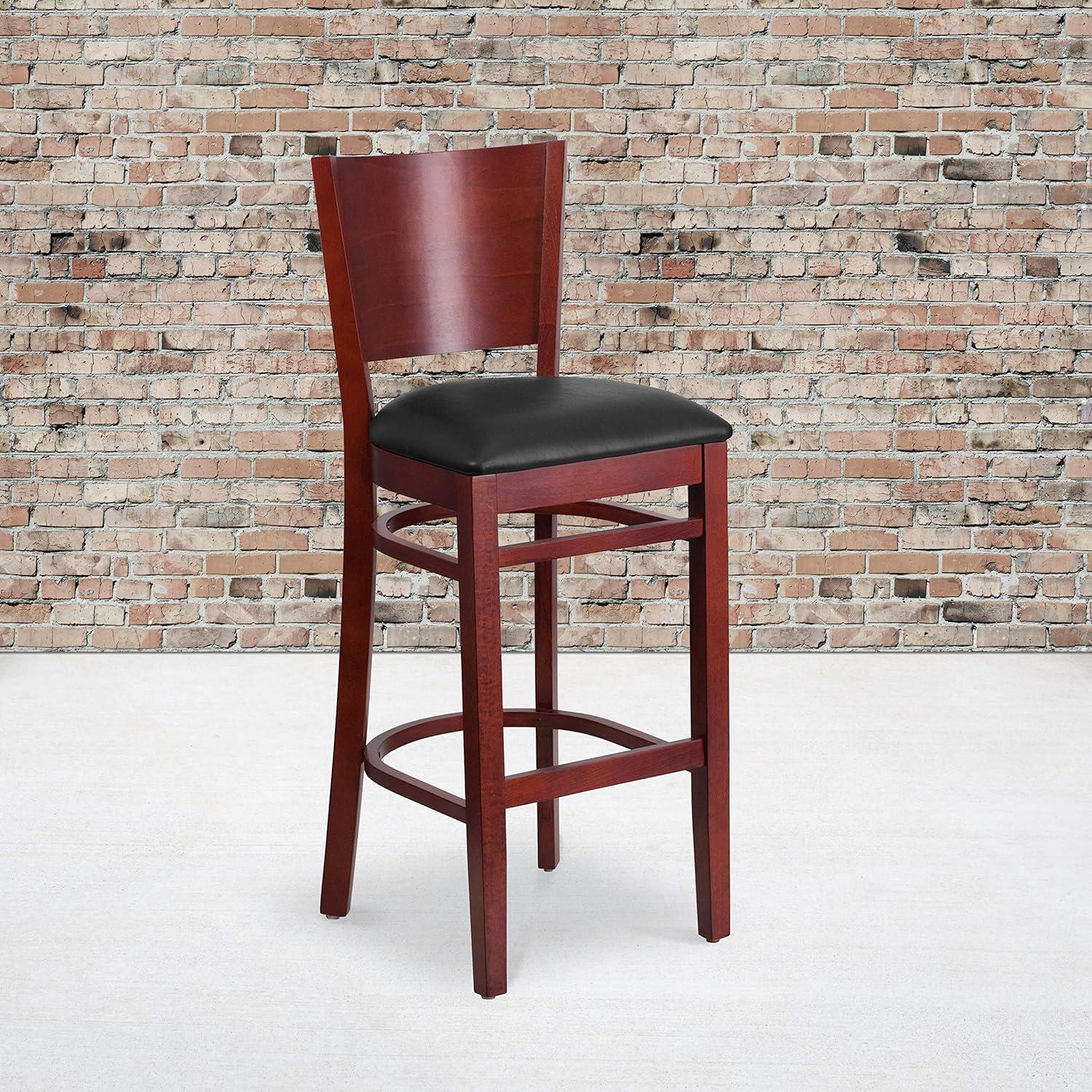Flash Furniture Lacey Series Solid Back Walnut Wood Restaurant Barstool
