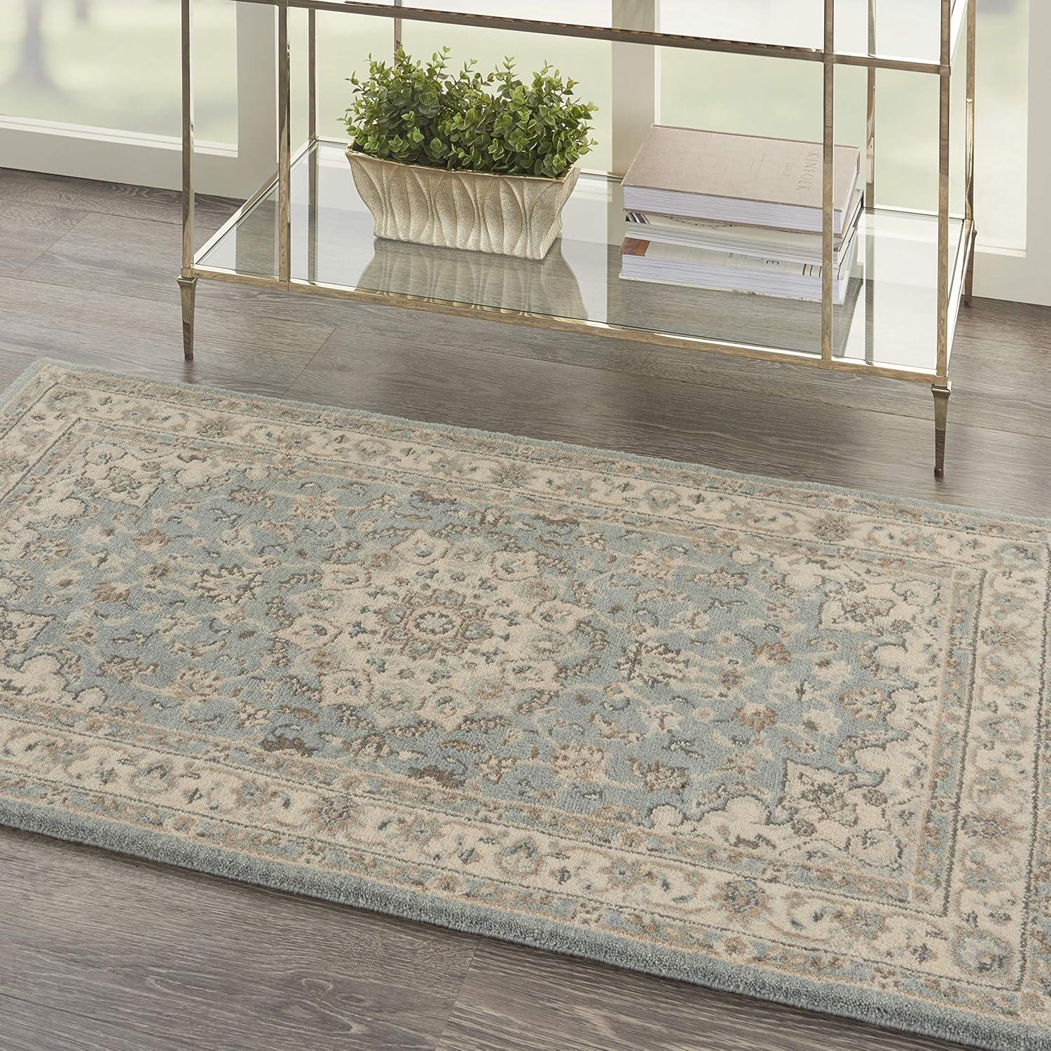 Darya Home Jessika Floral Traditional Aqua Area Rug