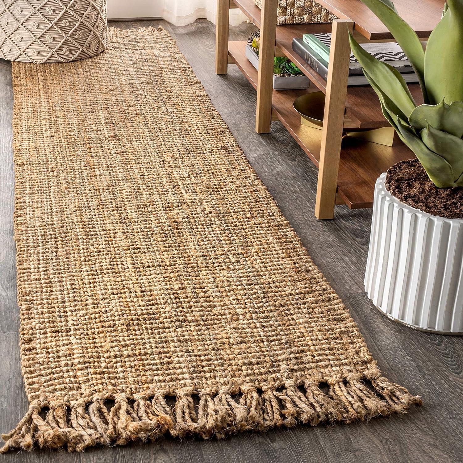 Para Hand Woven Chunky Jute with Fringe Area Rug - JONATHAN Y