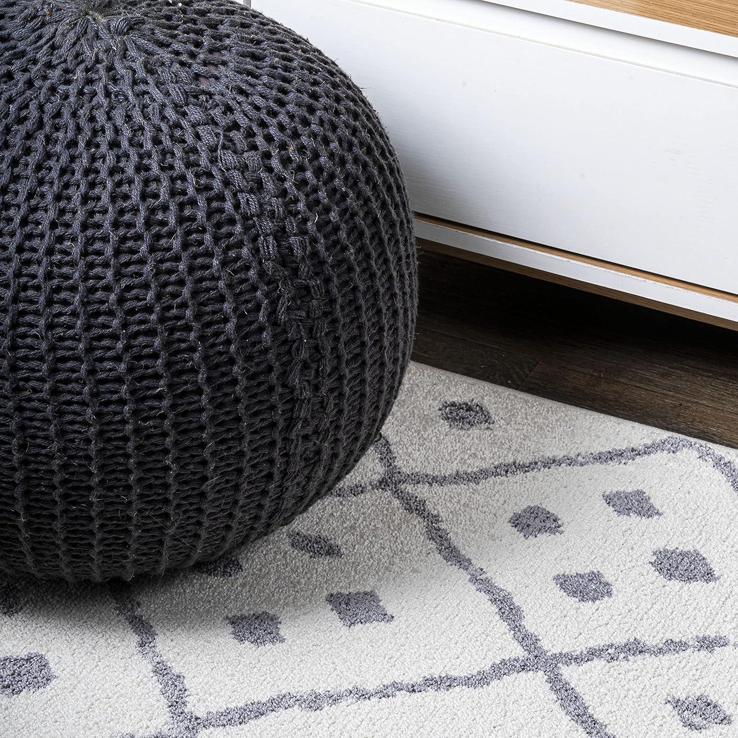8'x 10' Juba Moroccan Geometric Diamond Area Rug, Ivory/Gray - JONATHAN Y