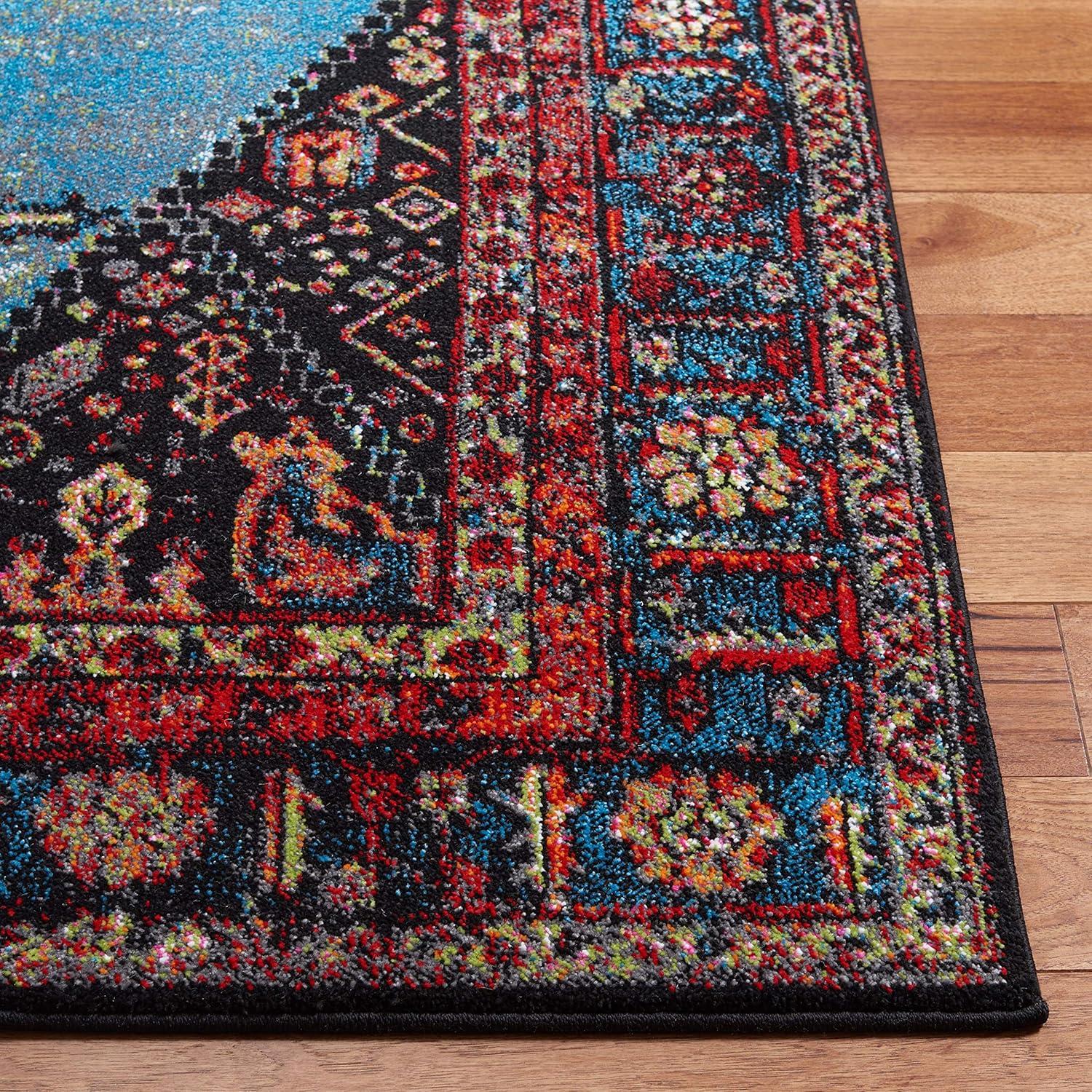 Vintage Hamadan VTH217 Power Loomed Indoor Area Rug - Red/Light Blue - 5'3"x7'6" - Safavieh