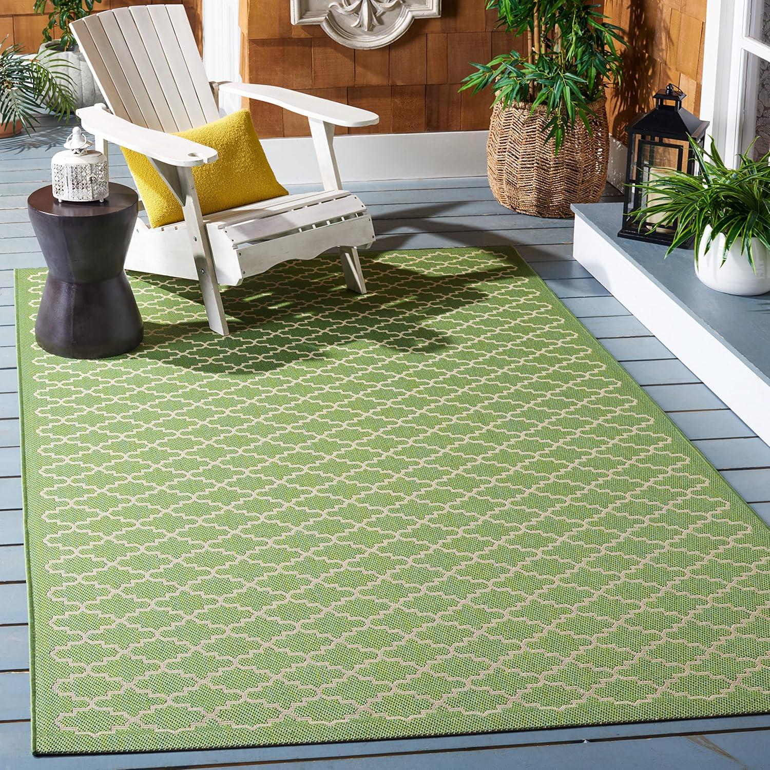 SAFAVIEH Courtyard Hilbert Trellis Indoor/Outdoor Area Rug, 2'7" x 5', Green/Beige