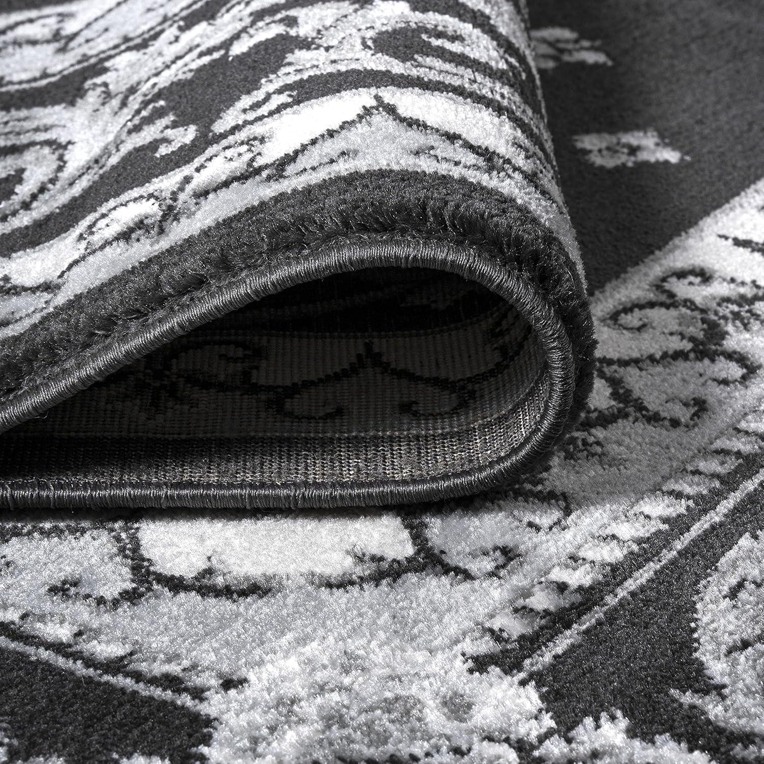 3'x 5' Acanthus French Border Area Rug, Black/Gray - JONATHAN Y