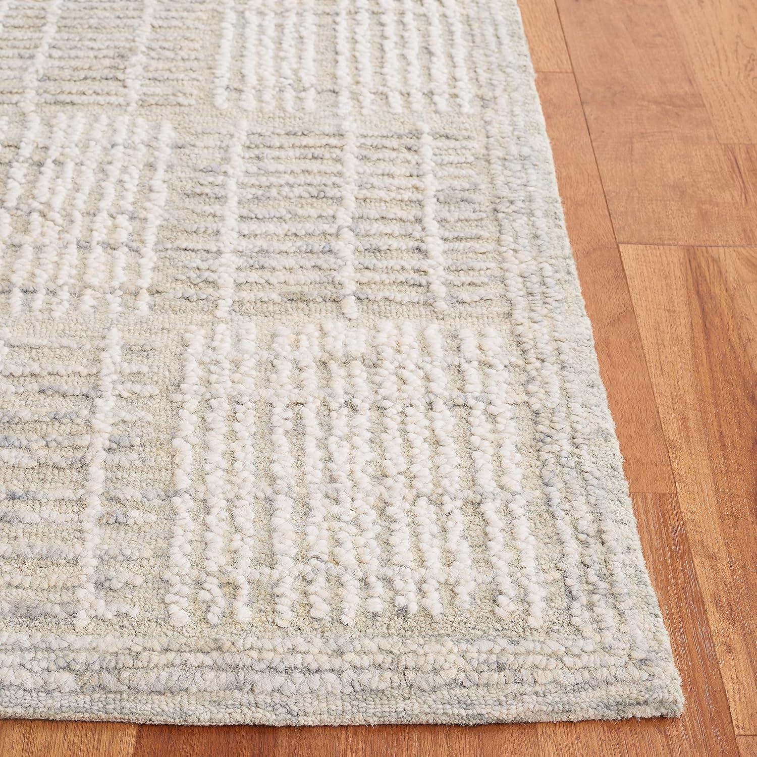 Abstract ABT275 Handmade Tufted Area Rug - Grey/Ivory - 6'-0" x 6'-0" Square - Safavieh