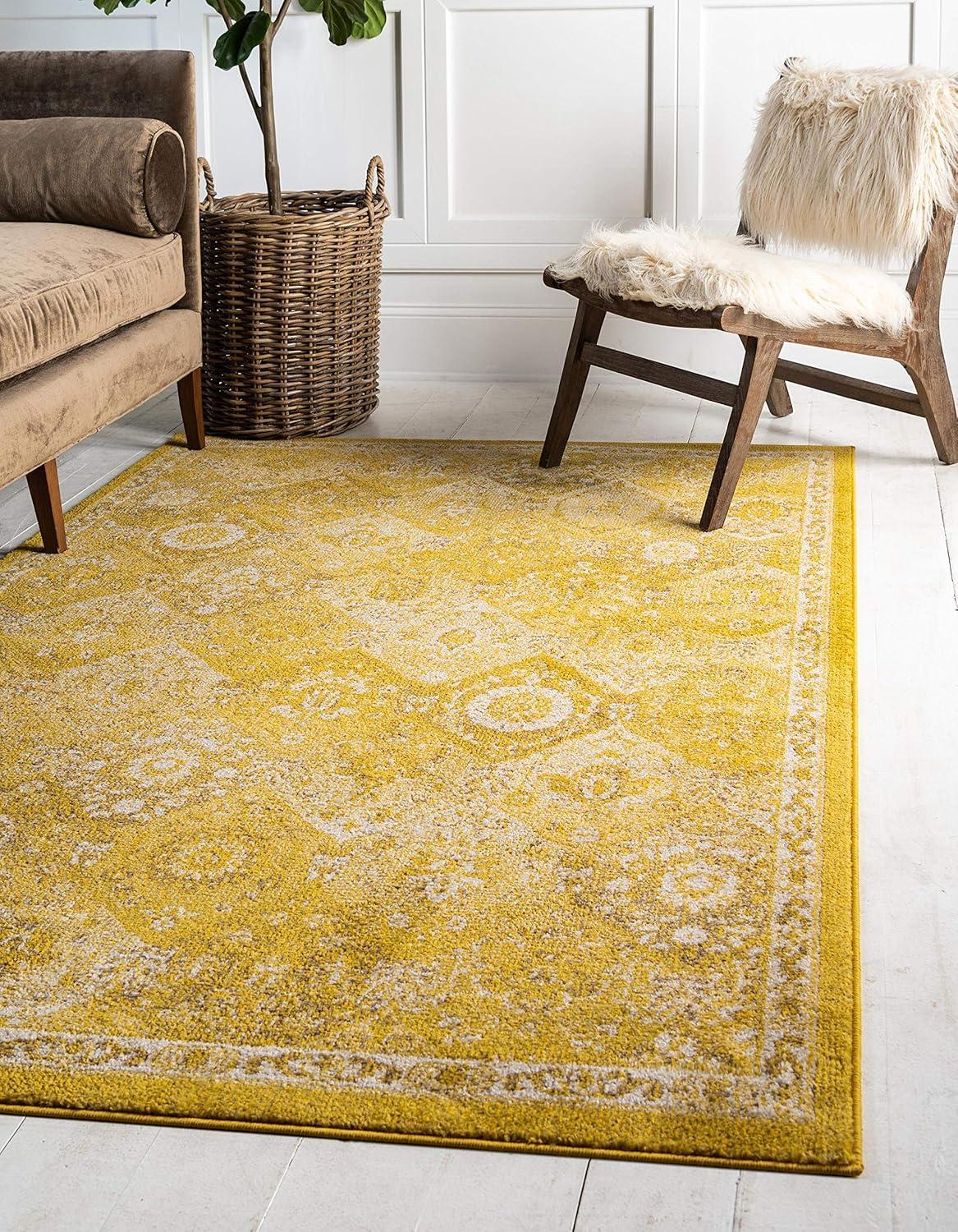 Unique Loom Penrose Collection Area Rug - Blake (10' x 14' 1" Rectangle Yellow/Beige)