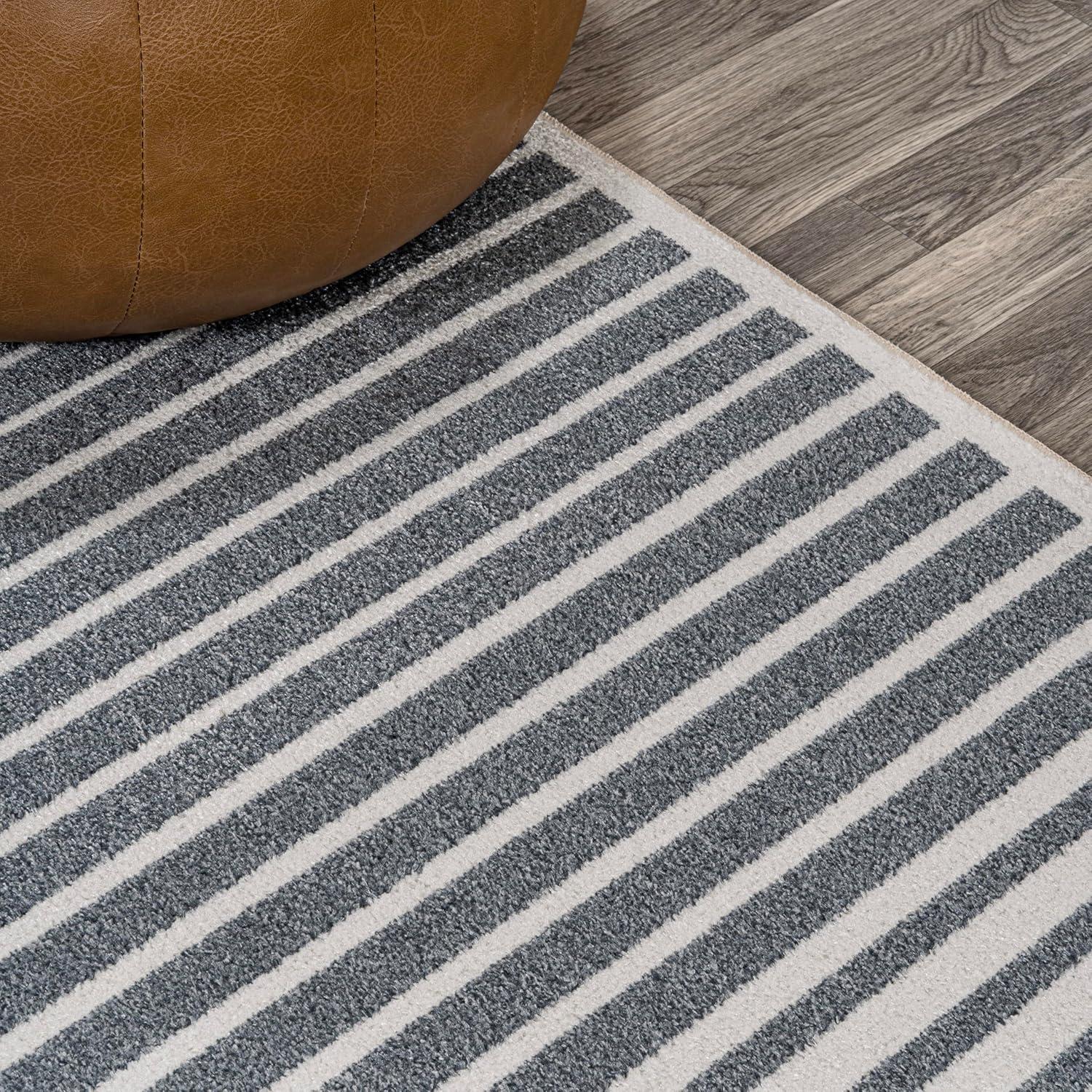 JONATHAN Y Shutter Minimalist Striped Plaid Machine-Washable Area Rug