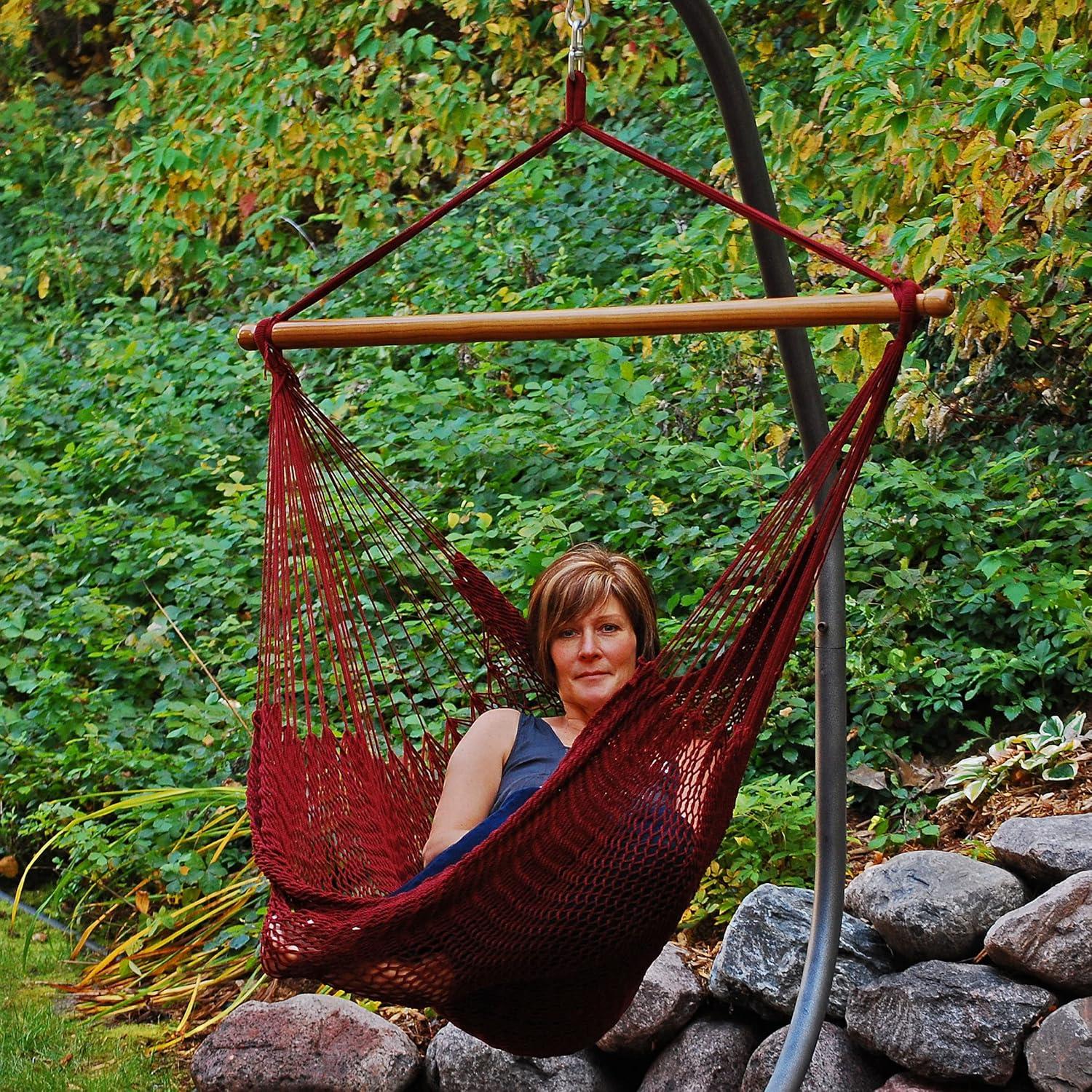 Algoma Net Company 4913B Hanging Caribbean Rope Chair - Burgundy