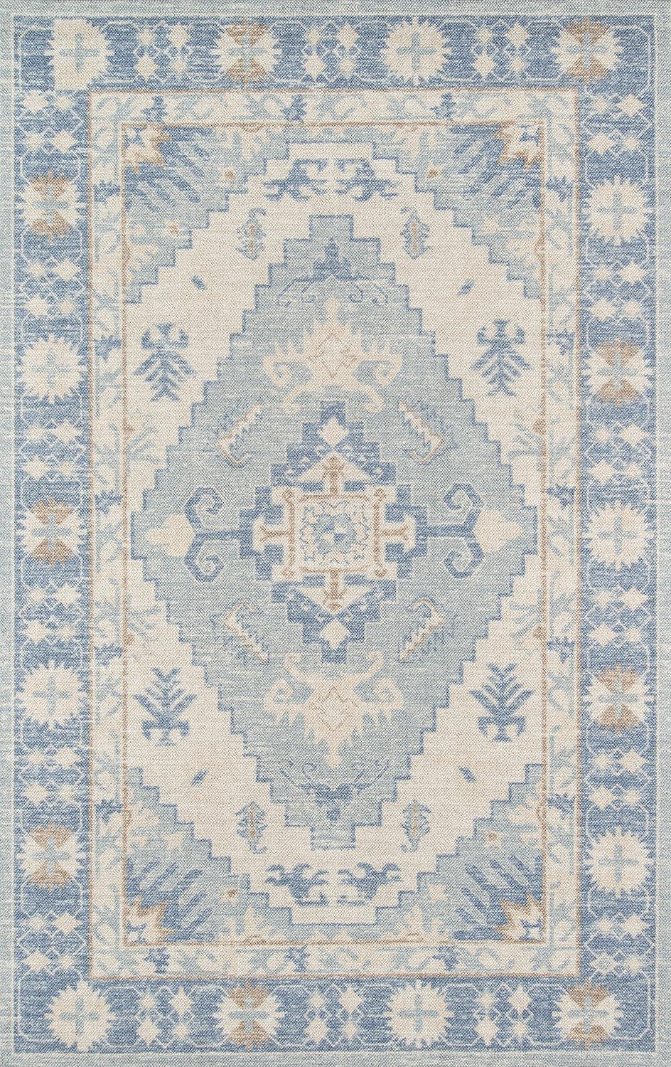 Momeni Anatolia Wool and Nylon Machine Made Blue Area Rug 5'3" X 7'6"