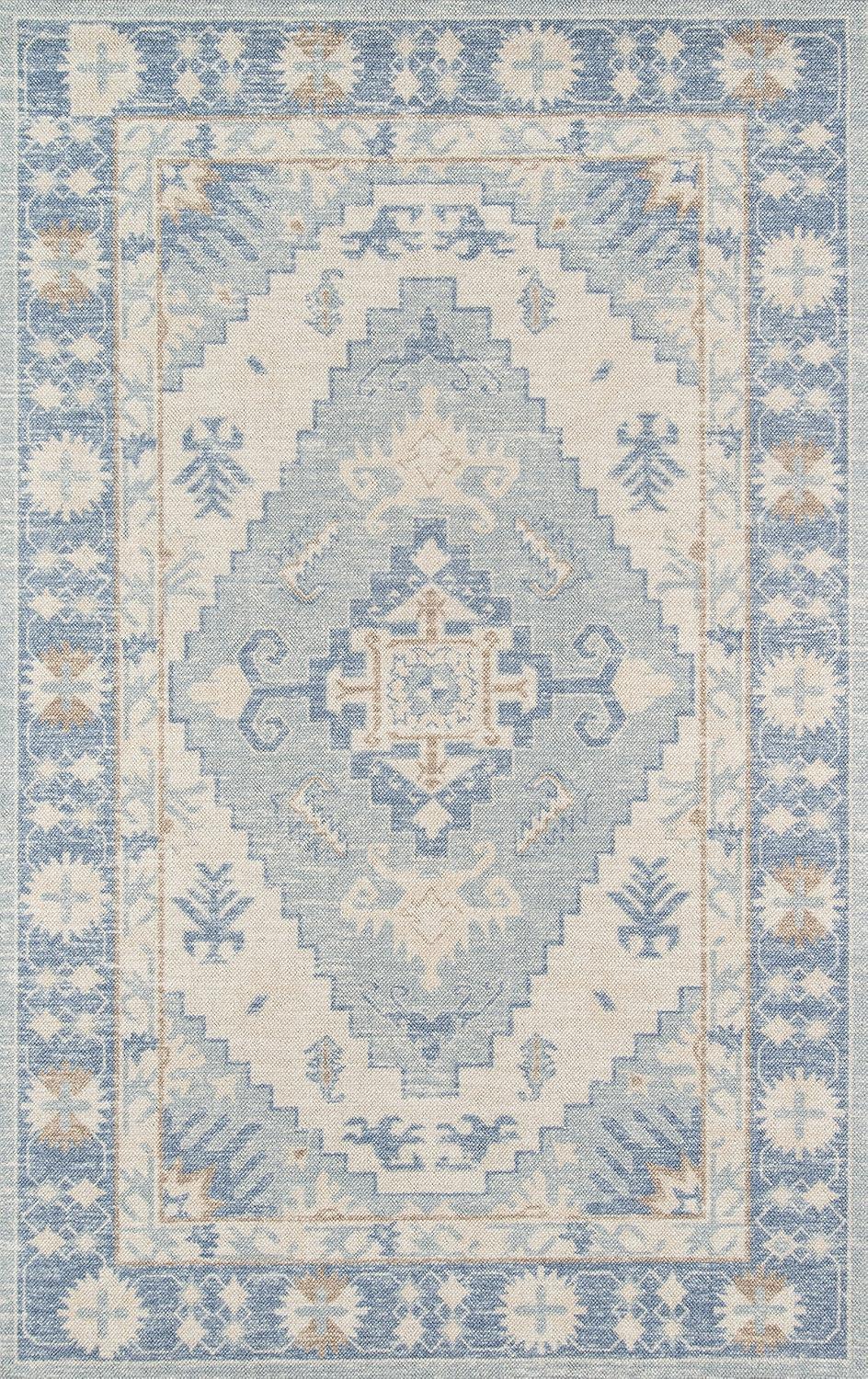 Momeni 9'9"x12'6" Anatolia Jaz Medallion Machine Loomed Area Rug Blue: Wool & Nylon, Low Pile, Indoor Classic Rectangle