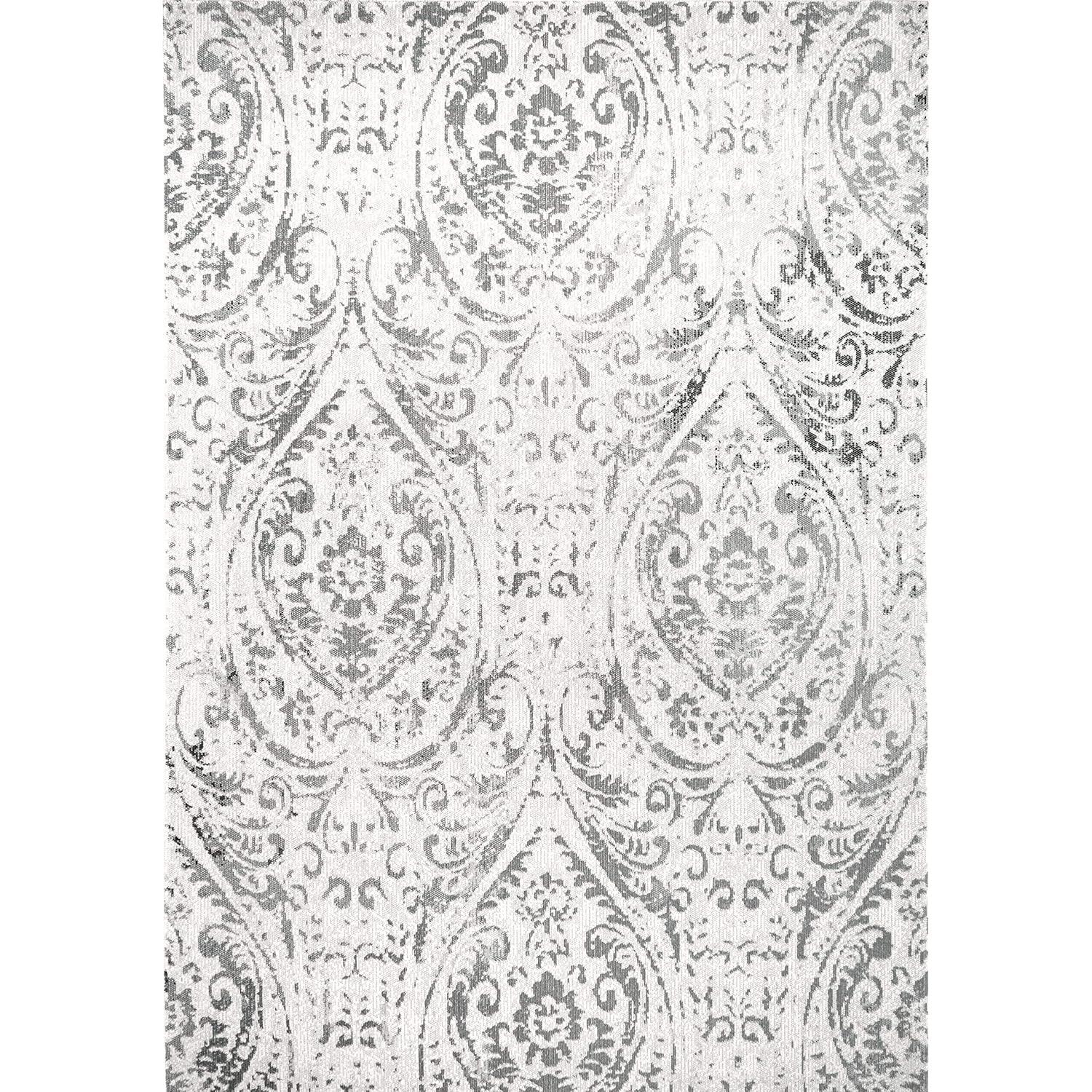 Nicole Miller New York Patio Sofia Juniper Transitional Paisley Indoor/Outdoor Area Rug, Ivory/Gray