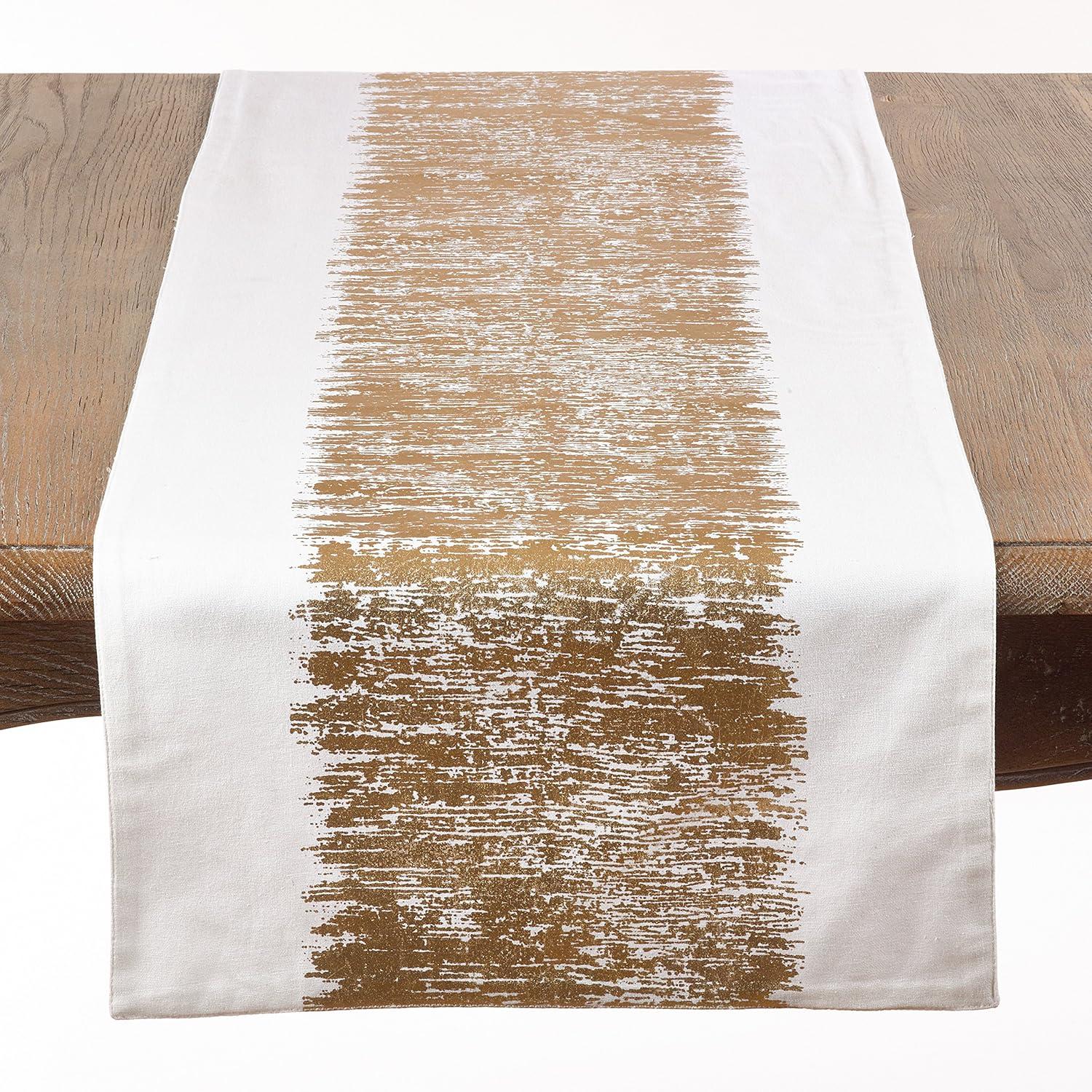 Saro Lifestyle Metallic Banded Design Runner, Gold, 16" x 108"