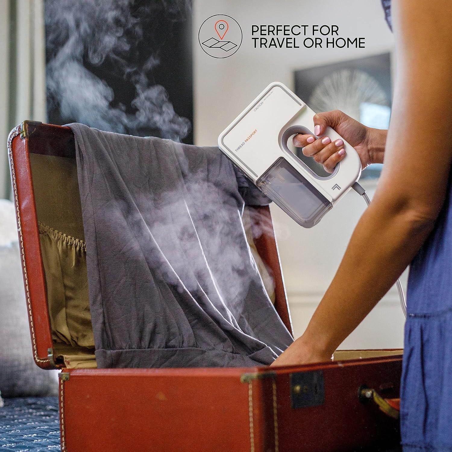 Sharper Image Thread Passport Handheld Travel Garment Steamer, Ice White