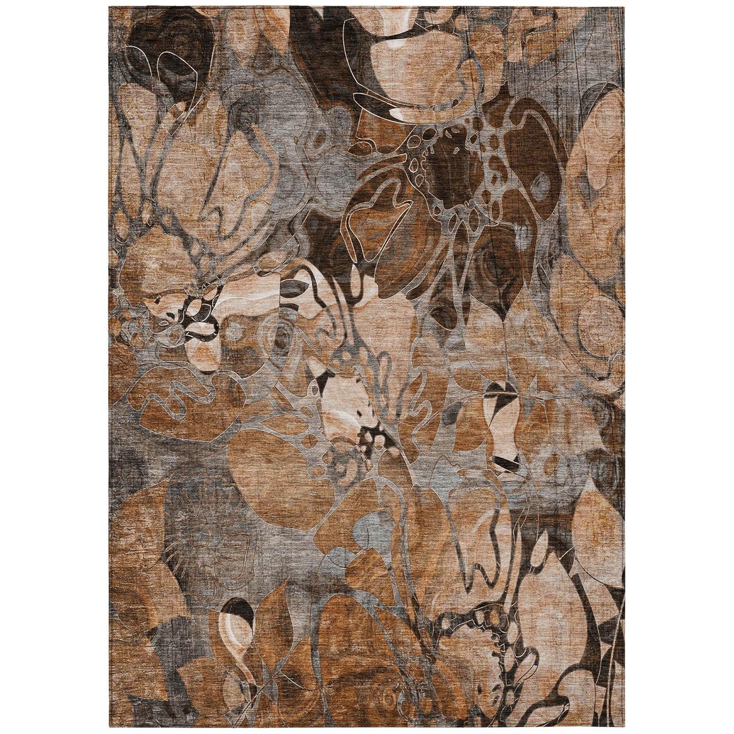 Addison Rugs Chantille Indoor/Outdoor Transitional Floral Paprika Washable Rectangle Rug, 5' x 7'6"