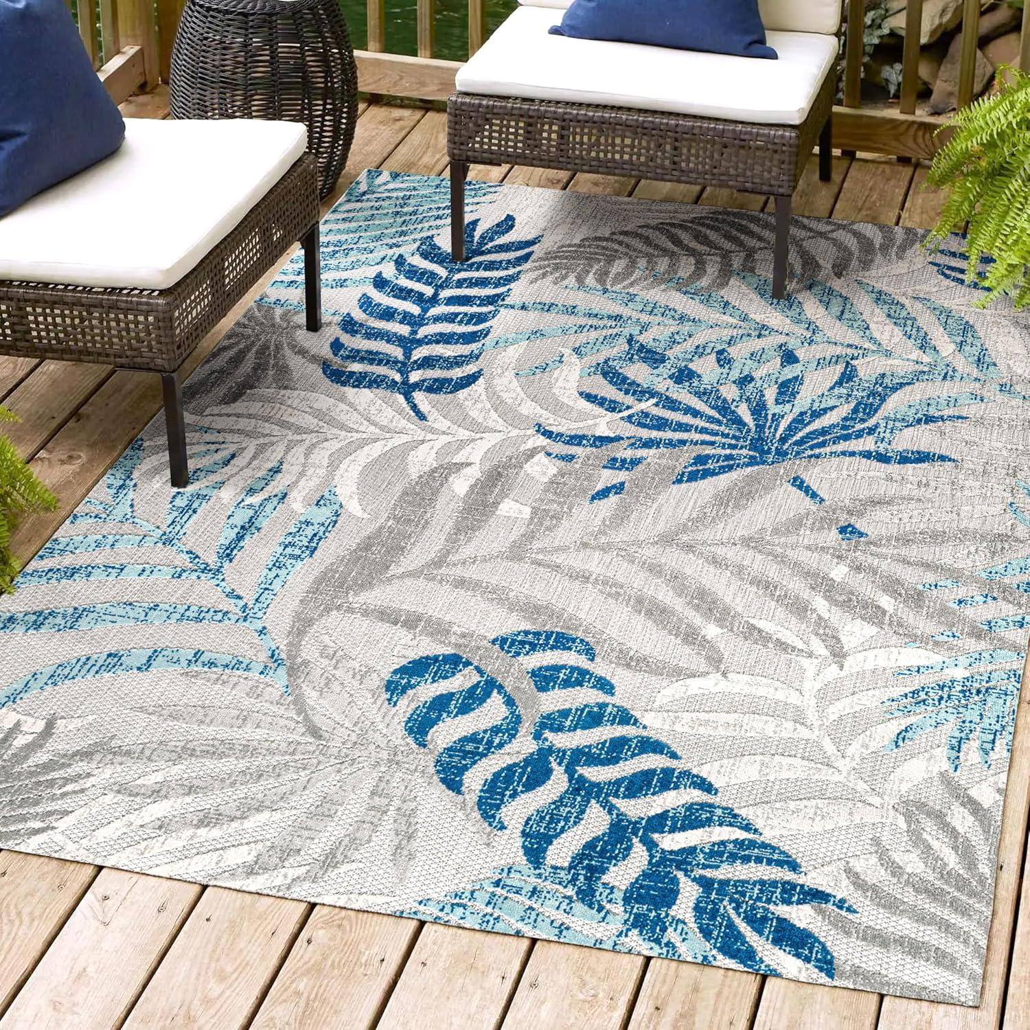 Tropics Palm Leaves Indoor/Outdoor Area Rug - JONATHAN Y