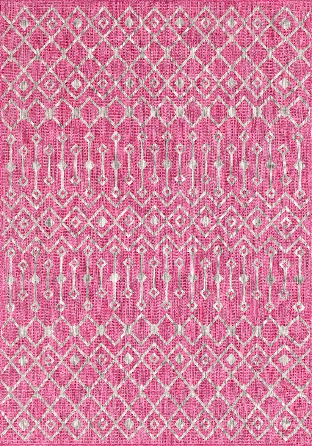 Unique Loom 7' 1 x 10' 0 Rectangle Indoor/Outdoor Trellis Fuschia Area Rug