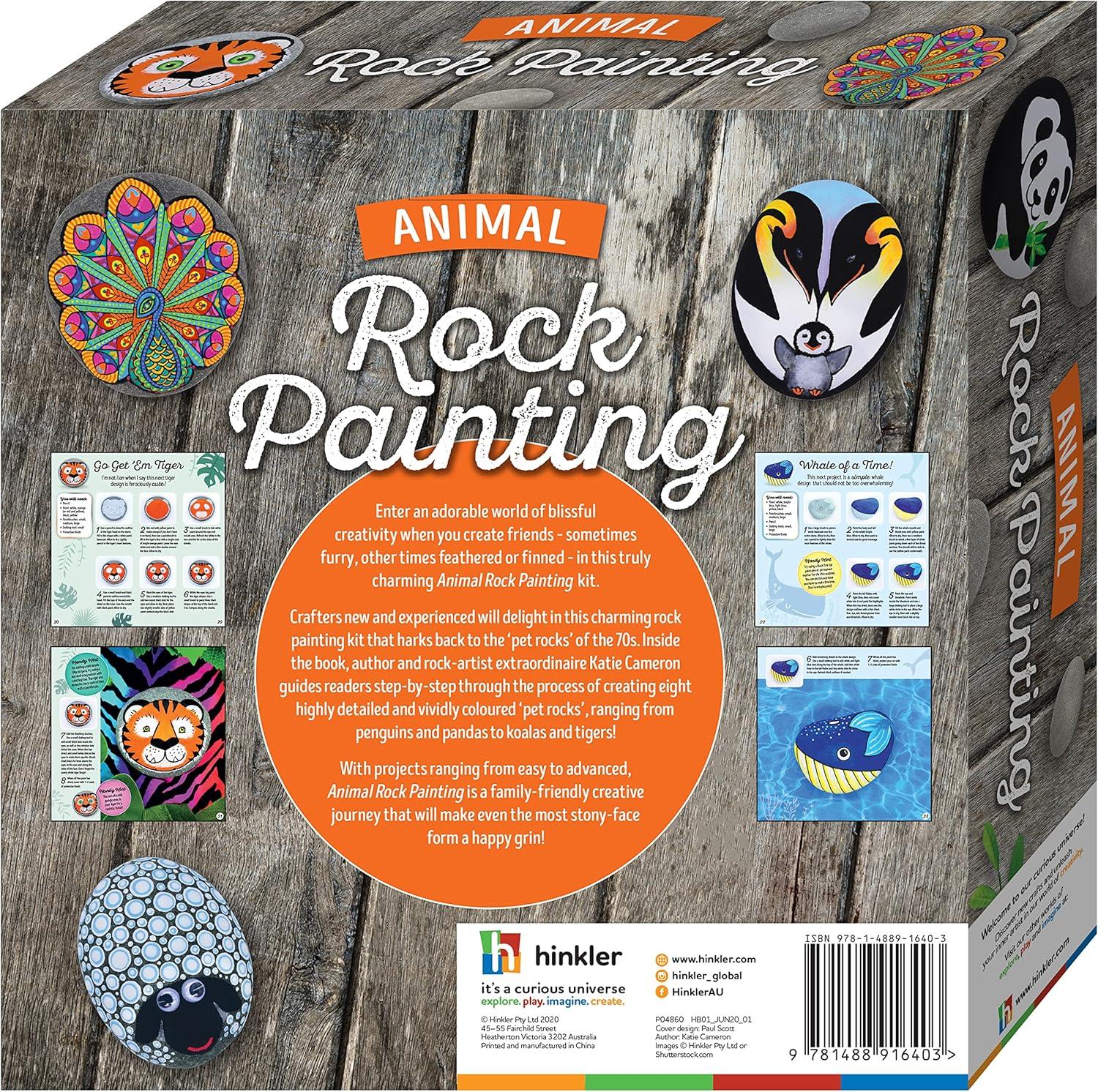 Animal Rock Painting Box Set - DIY Rock Painting for Adults - Rocks, Brush, Paint Included - Mandala Stone Artist - Create Rock Artwork at Home - Arts and Craft for Adults - Adult Hobbies