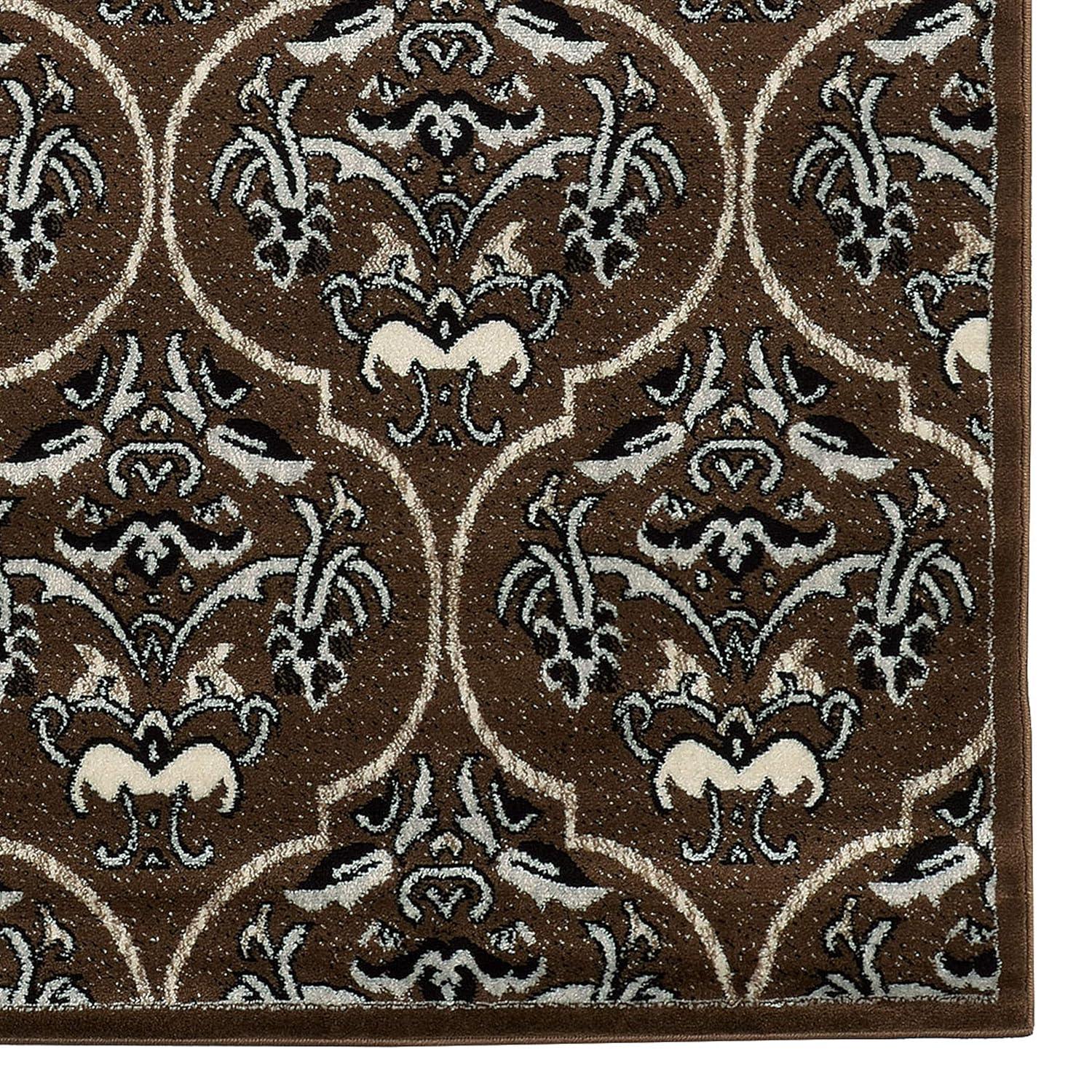 Linon Elegance England Power Loomed Polypropylene 8'x10' Rug in Brown