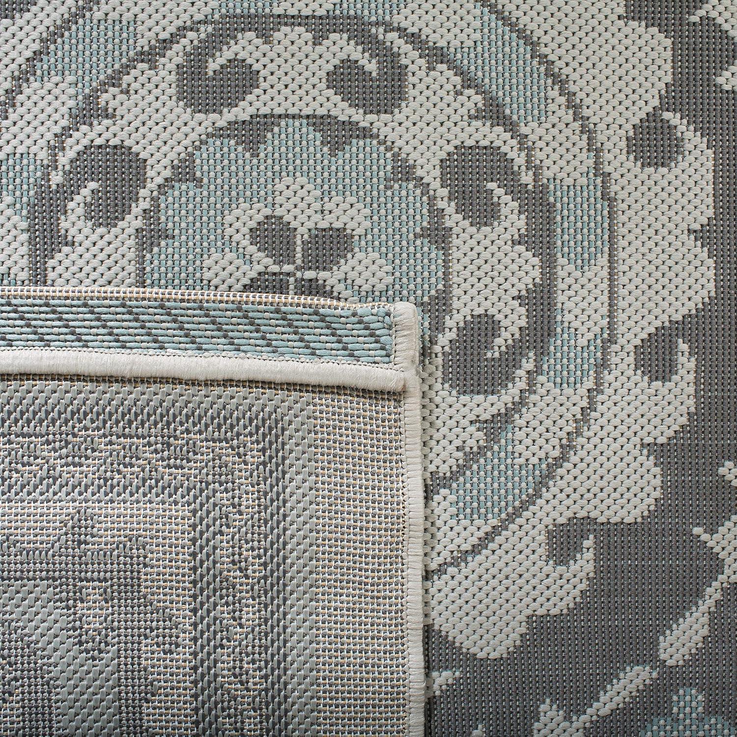 Courtyard CY7059 Power Loomed Indoor/Outdoor Area Rug - Light Grey/Anthracite - 4'x5'7" - Safavieh.
