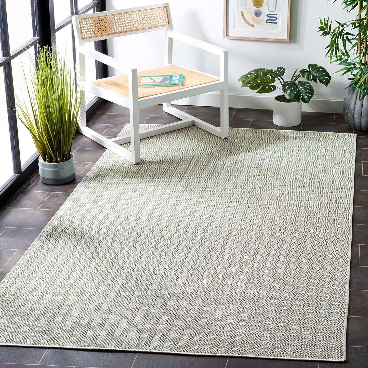 SAFAVIEH Hampton Ali Diamond Indoor/Outdoor Area Rug, Navy/Ivory, 8' x 10'