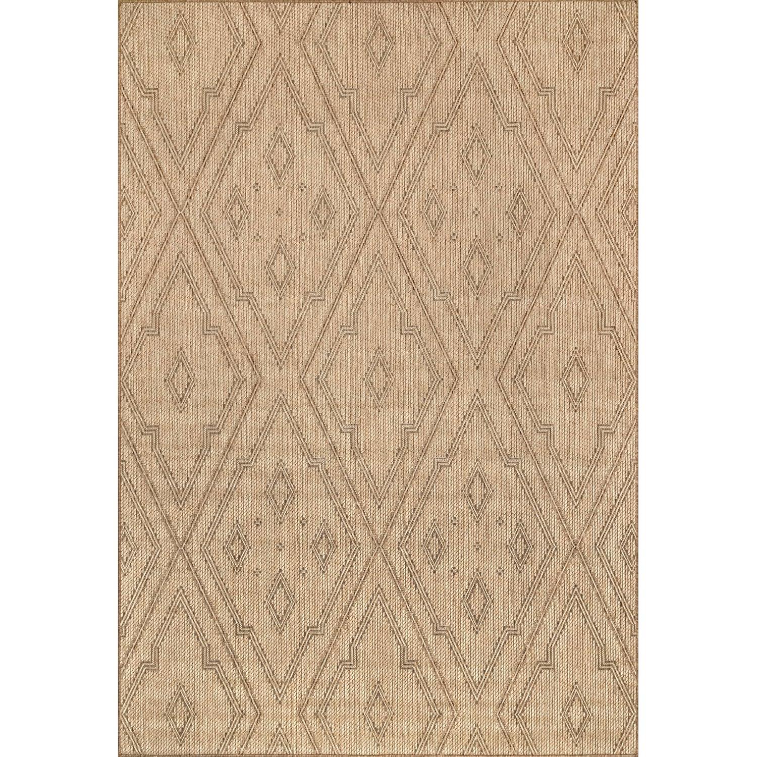 nuLOOM 4' x 6' Outdoor Performance Area Rug, Stain Resistant, Weather Resistant, High Traffic, Patio, Balcony, Outside, Latia Brown
