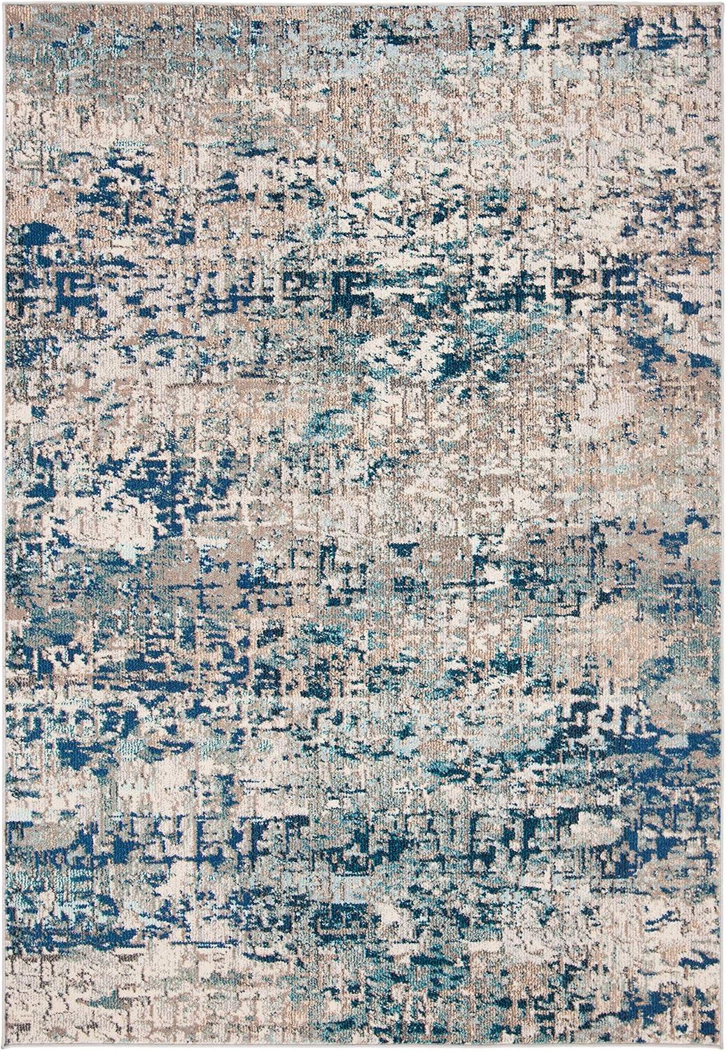 SAFAVIEH Madison Kebo Abstract Area Rug, Grey/Blue, 2'2" x 4'