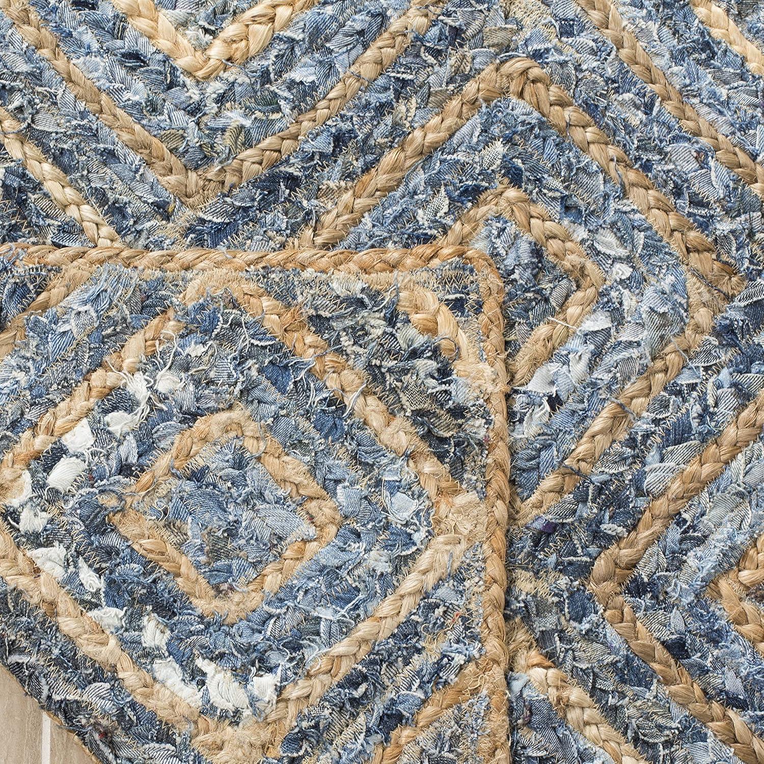 Cape Cod CAP354 Woven Indoor Area Rug - Natural/Blue - 8'x10' - Safavieh