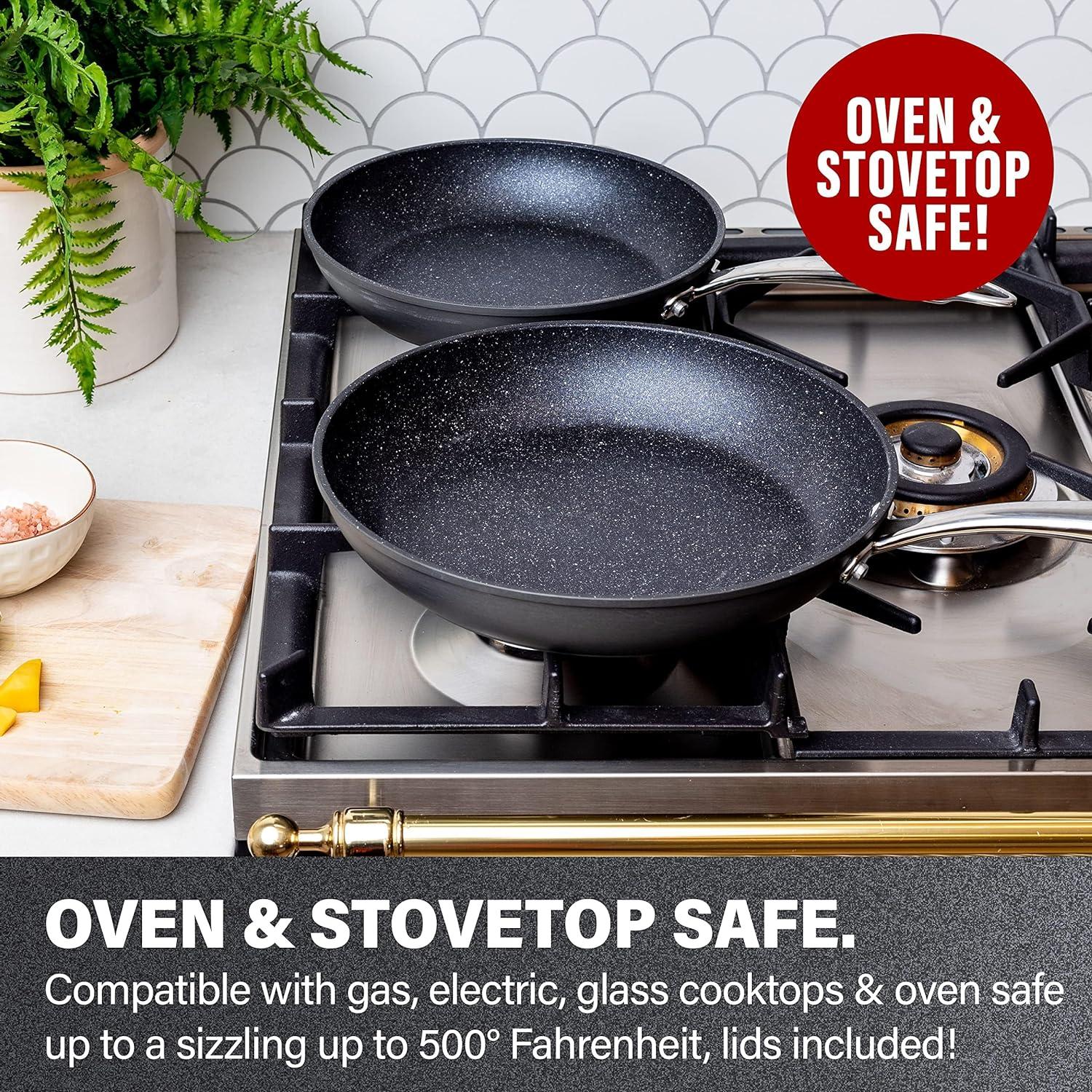 Granitestone Non-Stick Aluminum Frying Pan with Stay Cool Handles, Oven & Dishwasher Safe