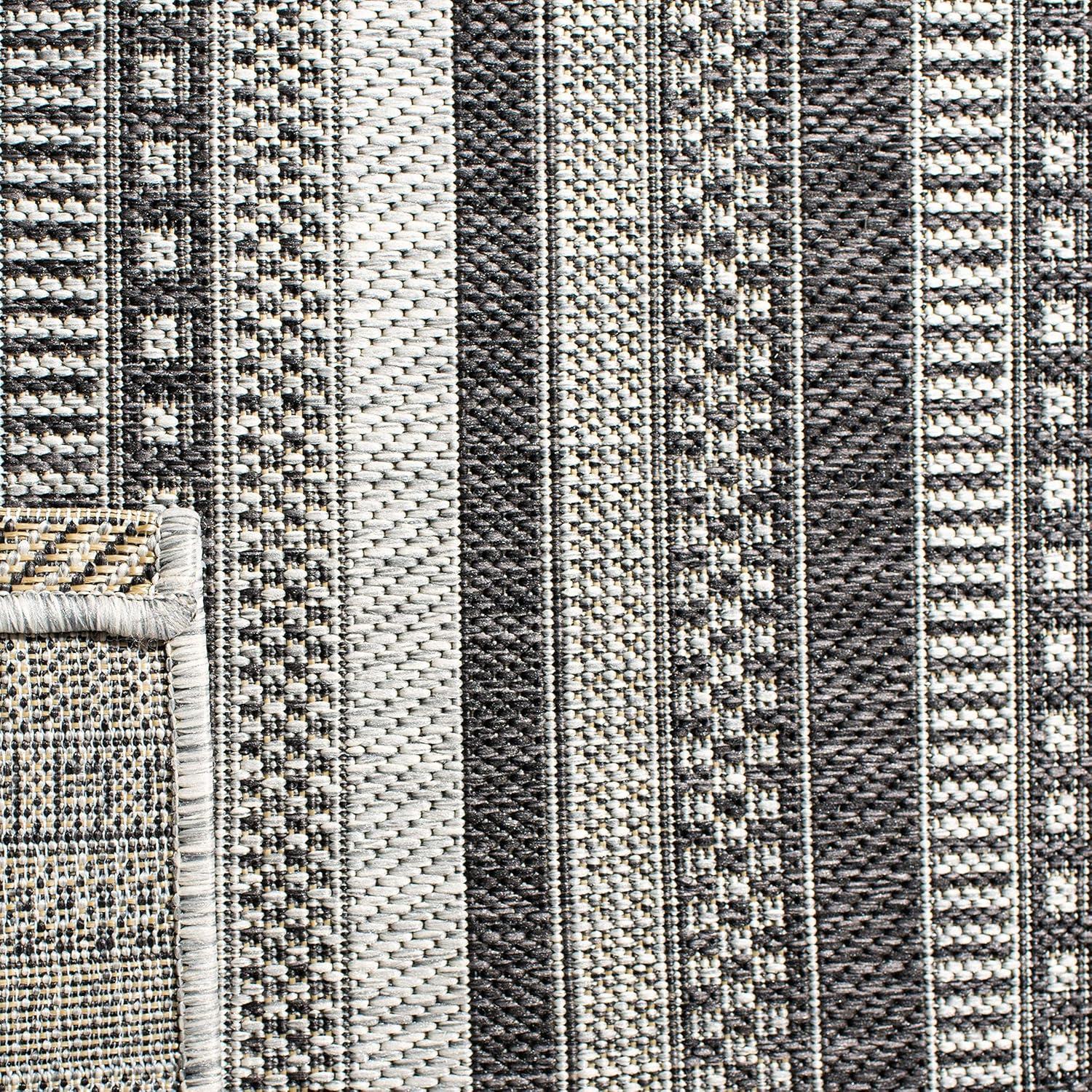Courtyard CY8784 Power Loomed Indoor/Outdoor Area Rug - Black/Grey - 6'7"x6'7" - Safavieh.