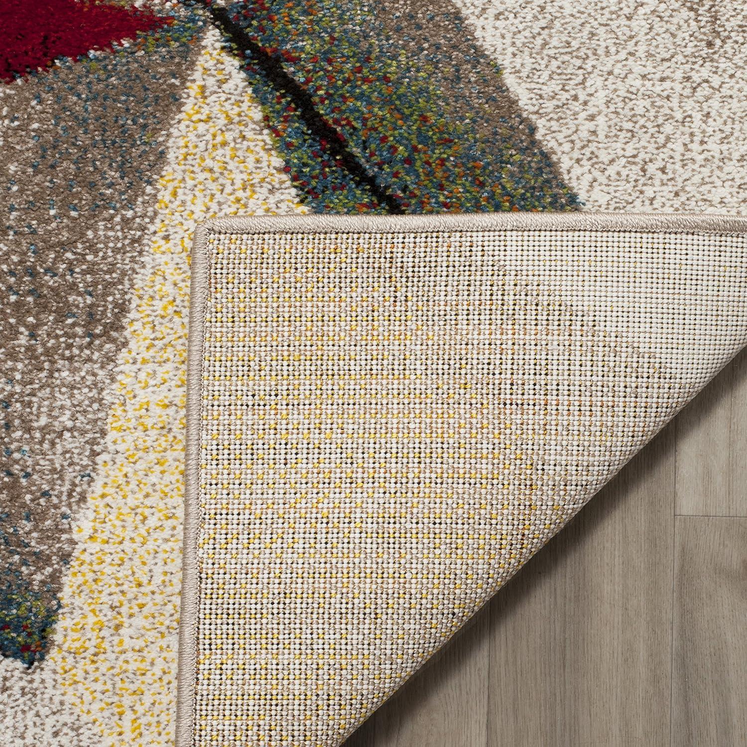 Porcello PRL6940 Power Loomed Indoor Runner Rug - 2'3"x6' - Light Grey/Orange - Safavieh