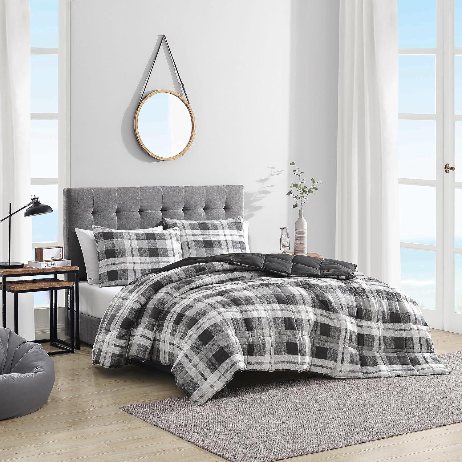 Nautica Nautica Crossview Plaid Microsuede Blue Comforter Set