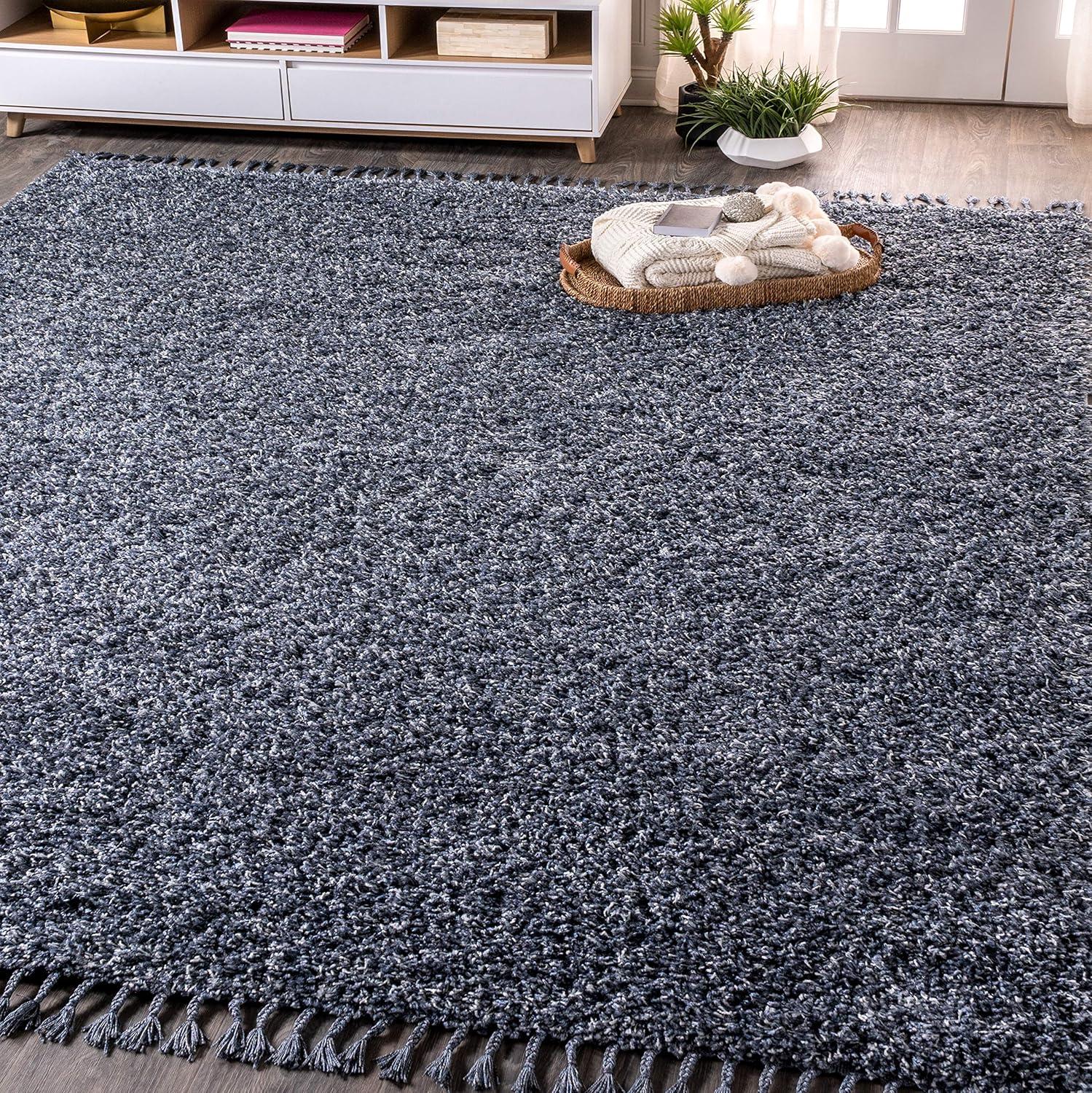 Merida Stacked Grid Shag Area Rug - JONATHAN Y