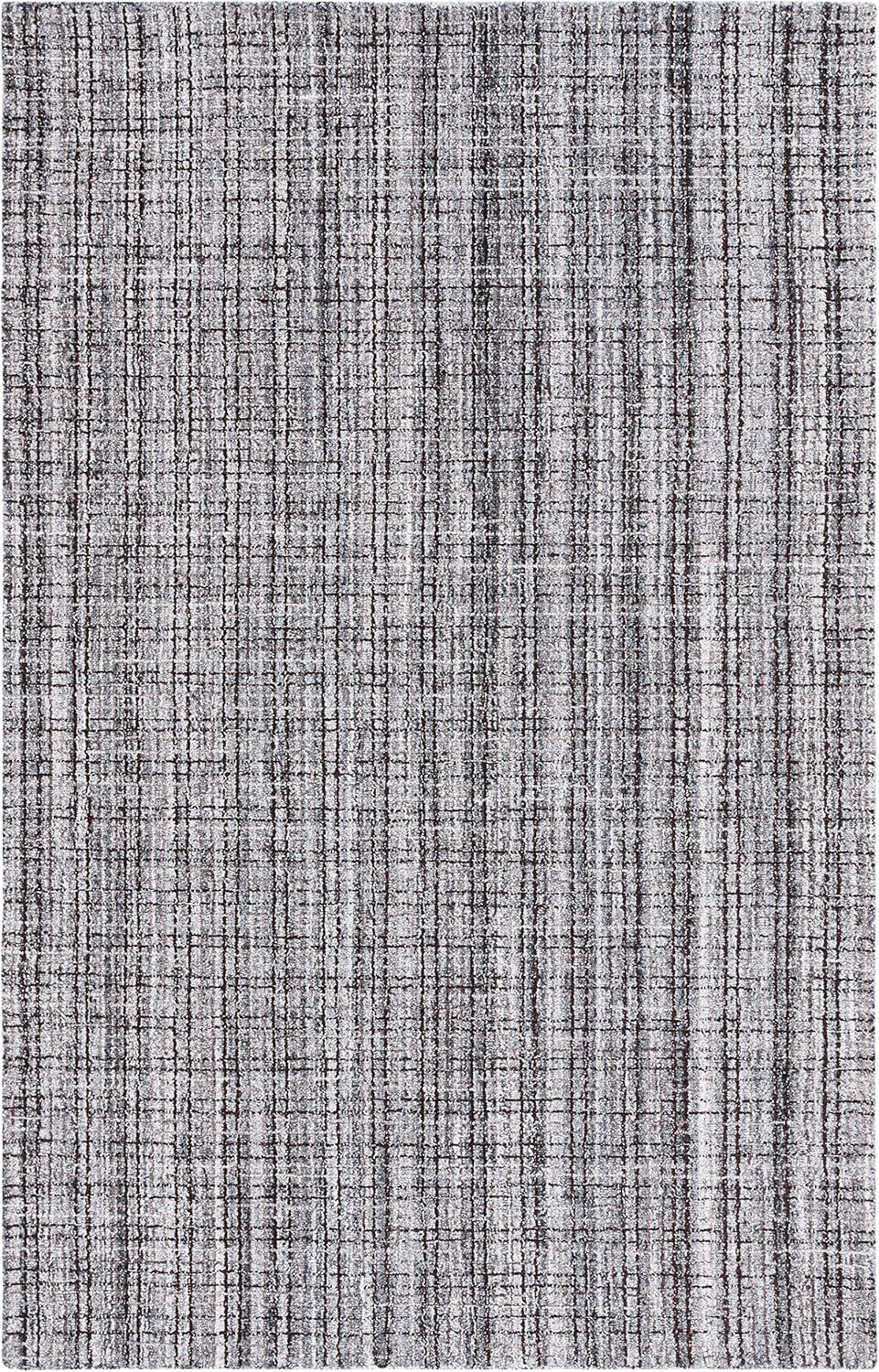 Hand-Tufted Grey Wool Abstract Rectangular Area Rug, 9' x 12'