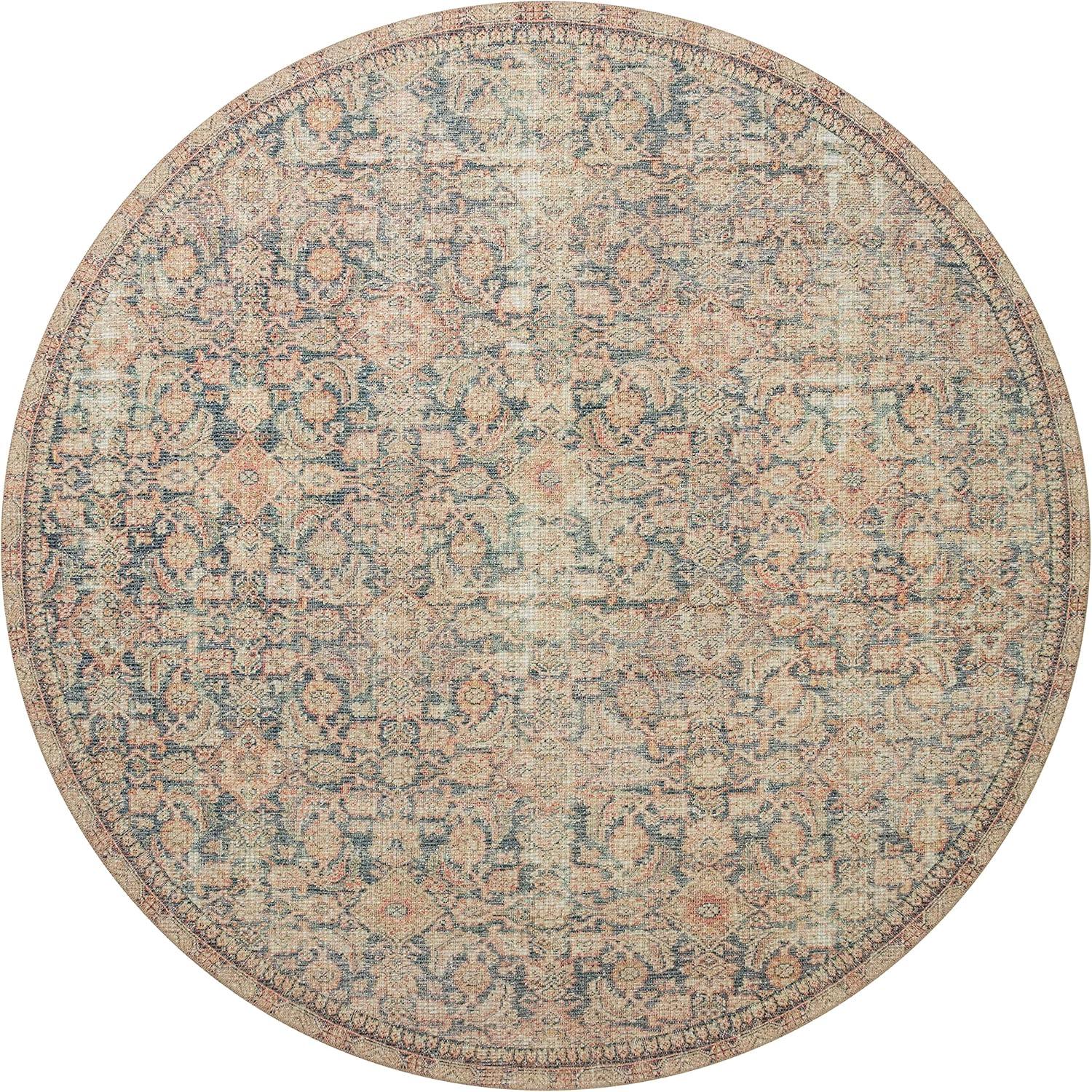 Aubrey Navy and Multi 3'-9" x 5'-6" Vintage-Inspired Accent Rug