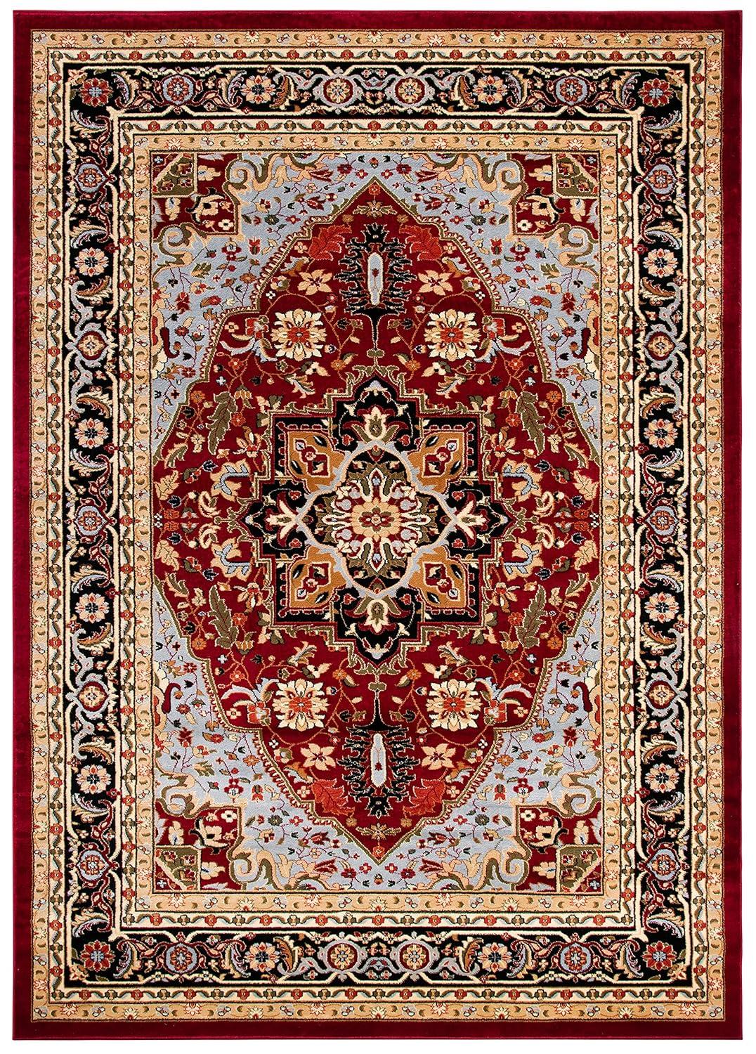 Red and Black Synthetic Tufted 10' x 14' Handmade Oriental Area Rug