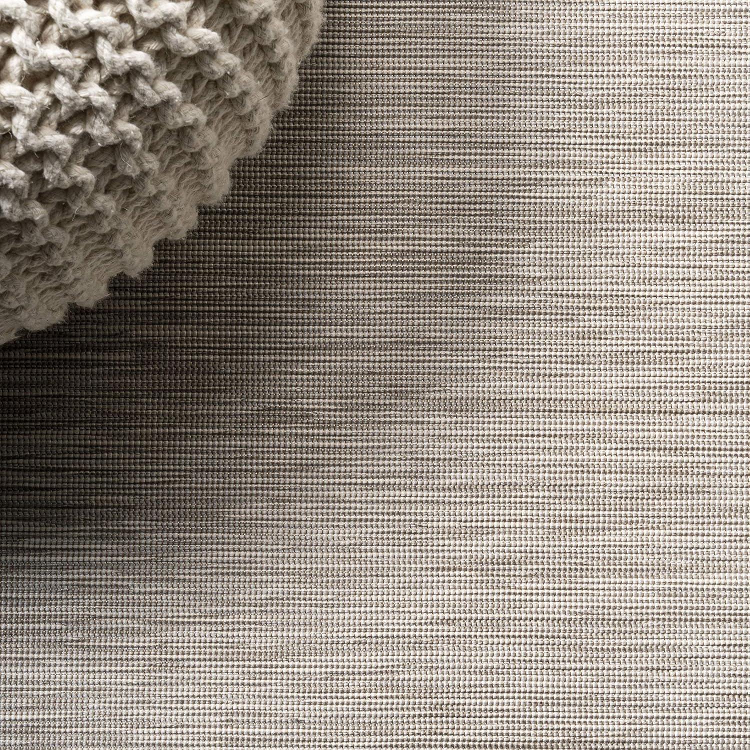 6'x6' Ethan Modern Flatweave Solid  Area Rug, Light Gray - JONATHAN Y
