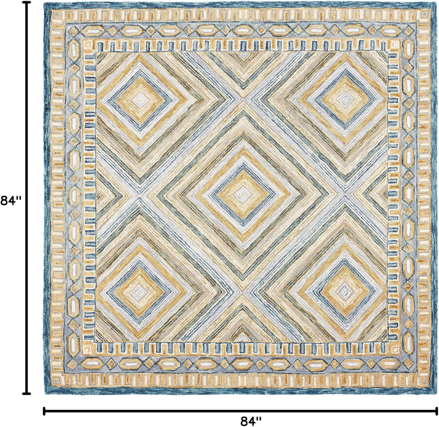 SAFAVIEH Aspen Caitriona Geometric Wool Area Rug, Navy/Gold, 7' x 7' Square