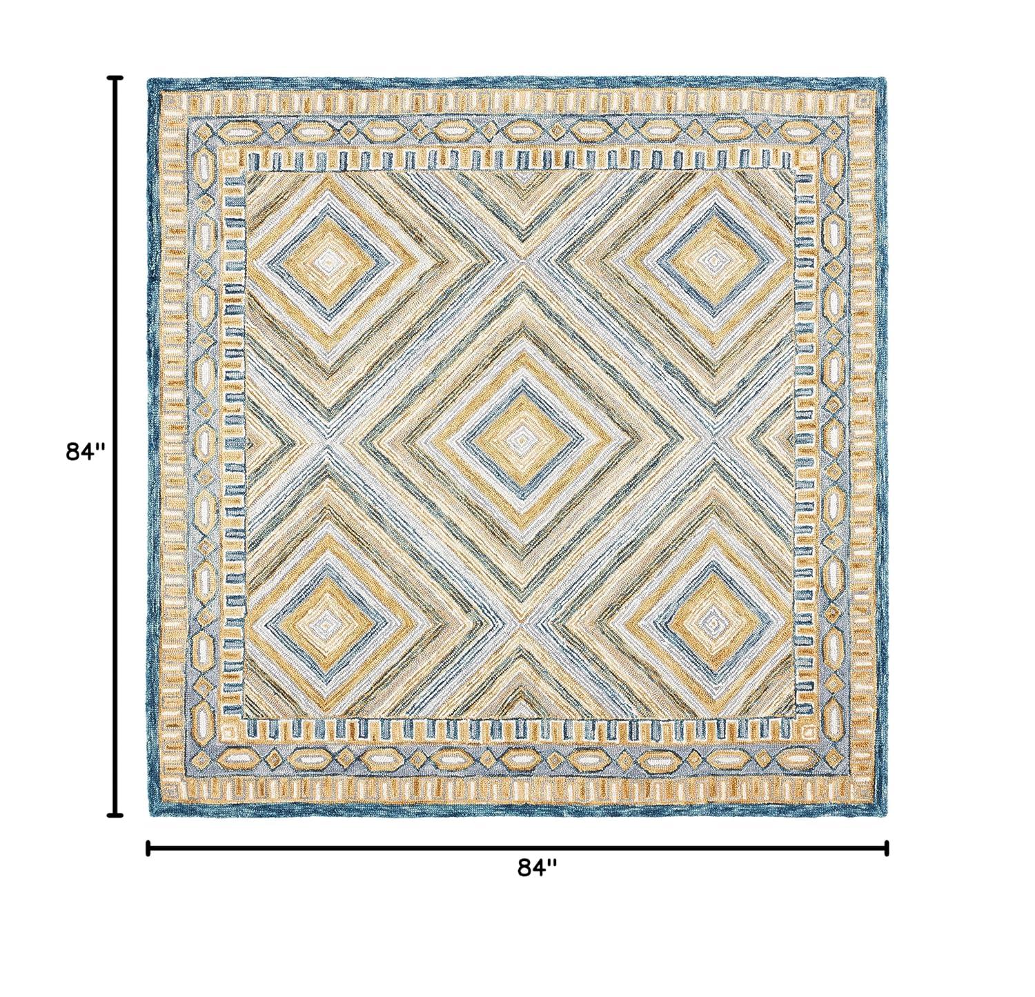 SAFAVIEH Aspen Caitriona Geometric Wool Area Rug, Navy/Gold, 7' x 7' Square