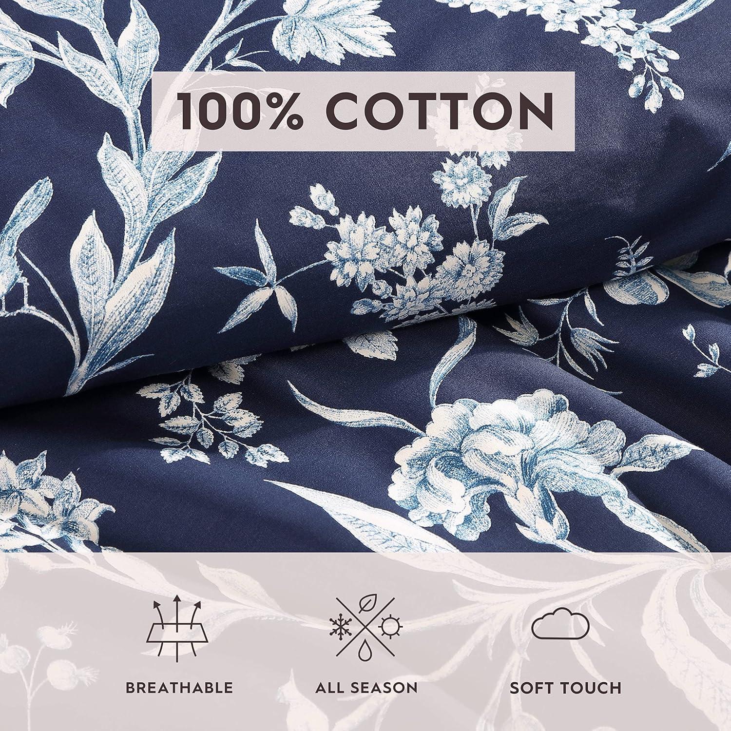 Laura Ashley Laura Ashley Cotton Branch Toile Blue Cotton Comforter Bonus Set
