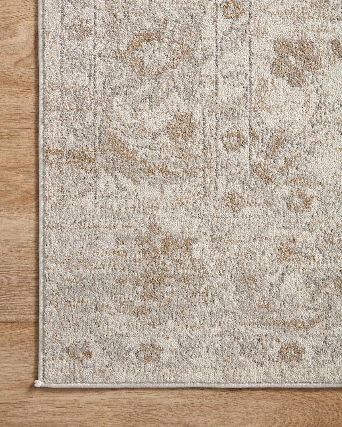 Ivory and Beige Round Polyester Accent Rug, 5'-3"