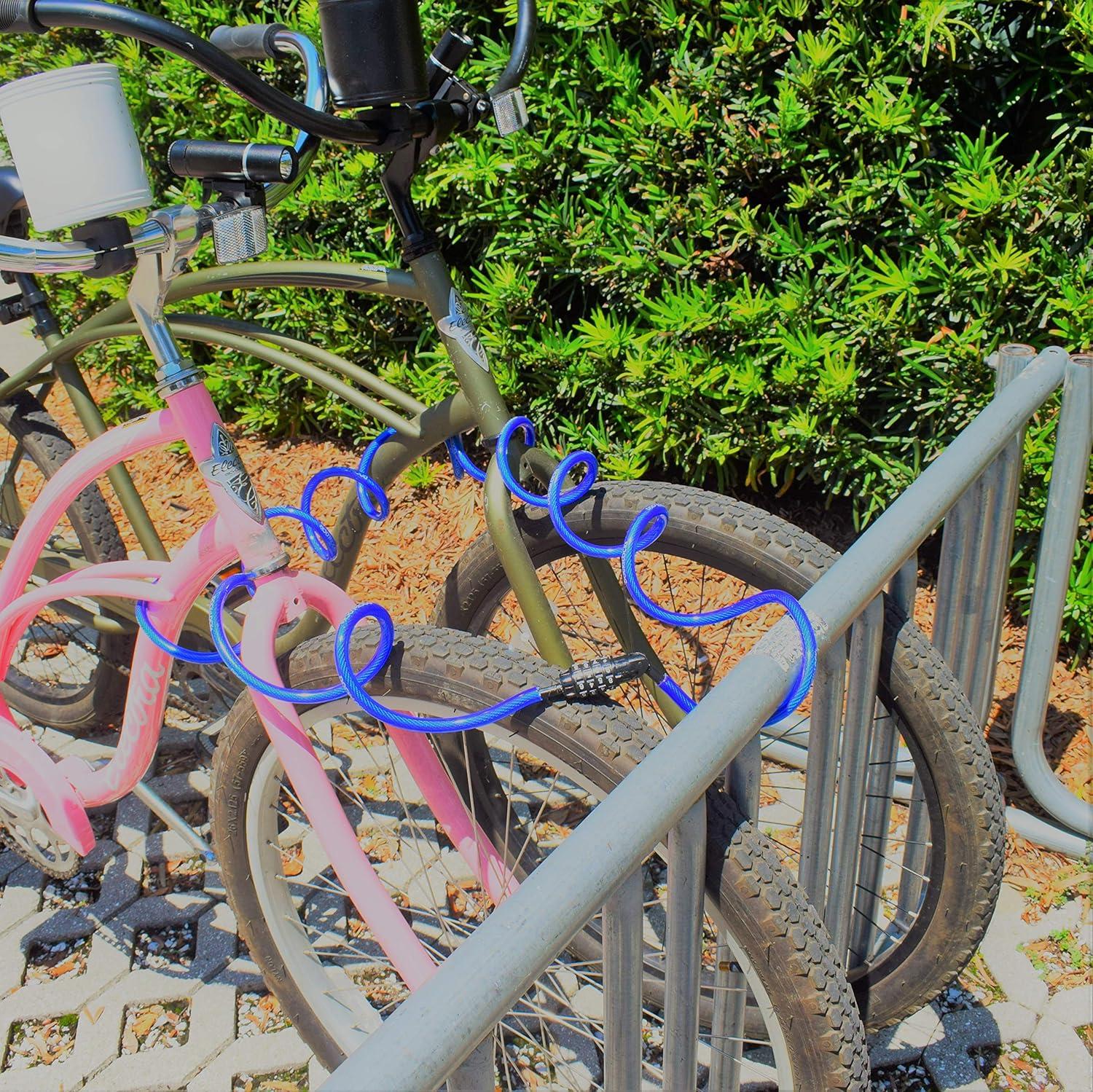 DocksLocks 10ft Weatherproof Coiled Cable Combination Lock for Bikes, Kayaks, Paddleboards, Marine Grade Steel, Anti-Theft Vinyl Coated Cable 1.35 lbs