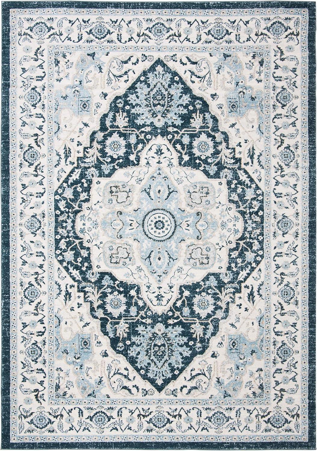 Isabella ISA936 Power Loomed Area Rug - Navy/Creme - 4'x6' - Safavieh