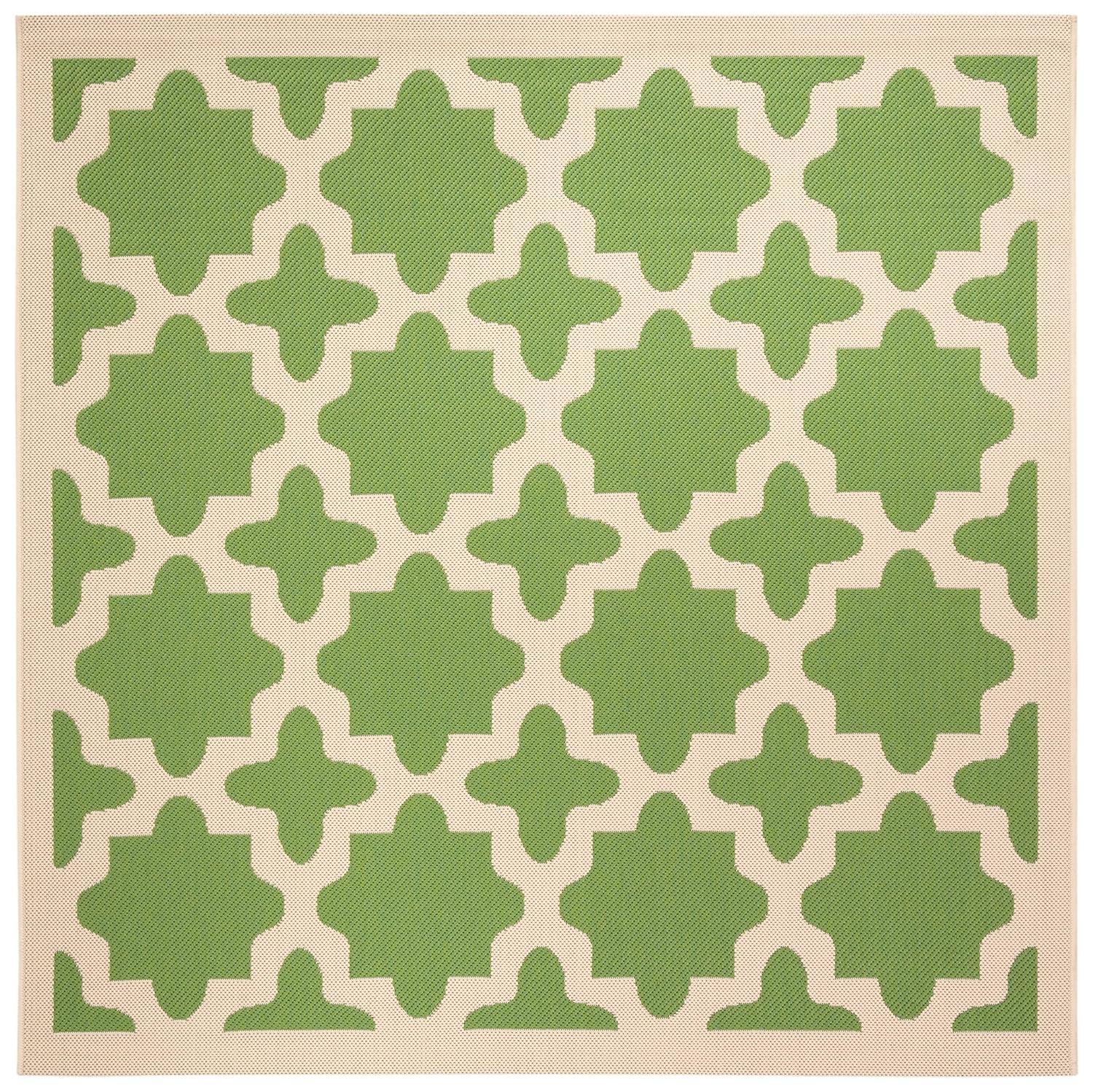 Courtyard CY6913 Power Loomed Indoor and Outdoor Area Rug - Green/Beige - 5'3"x5'3" - Safavieh