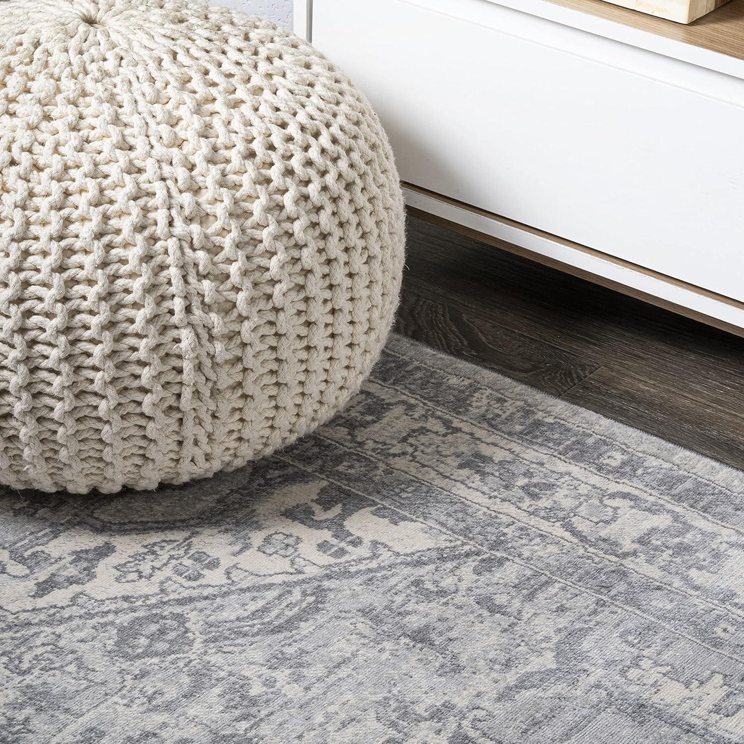 2' X 10' Modern Persian Vintage Medallion Runner Rug, Light Gray/Ivory - JONATHAN Y