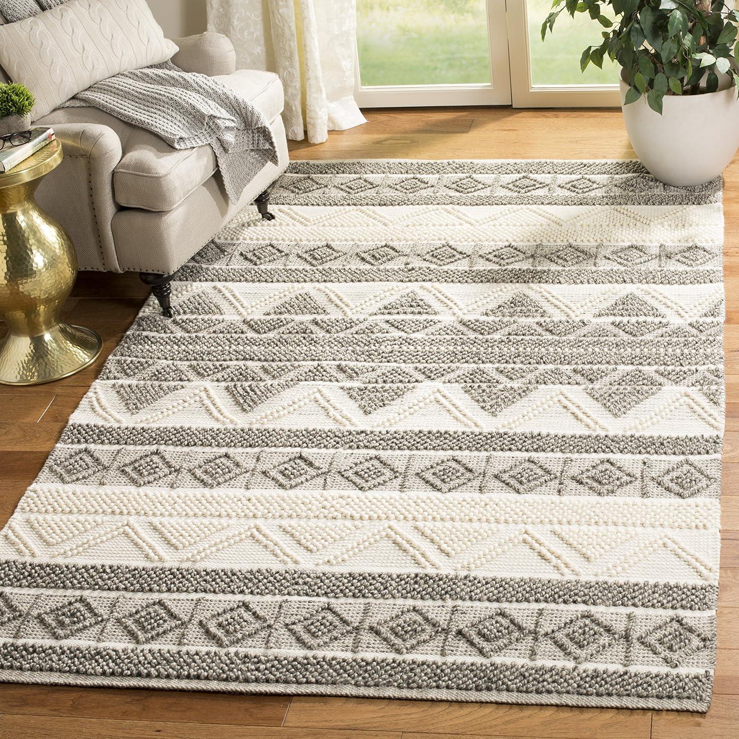 SAFAVIEH Natura Christabella Geometric Area Rug, Ivory/Grey, 5' x 8'