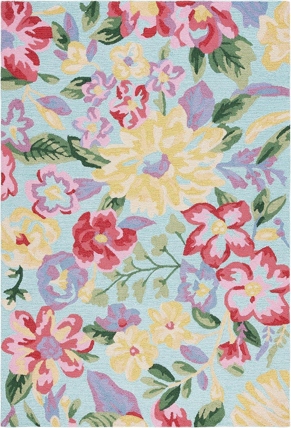 SAFAVIEH Easy Care Alan Floral Area Rug, Blue/Pink, 4' x 6'