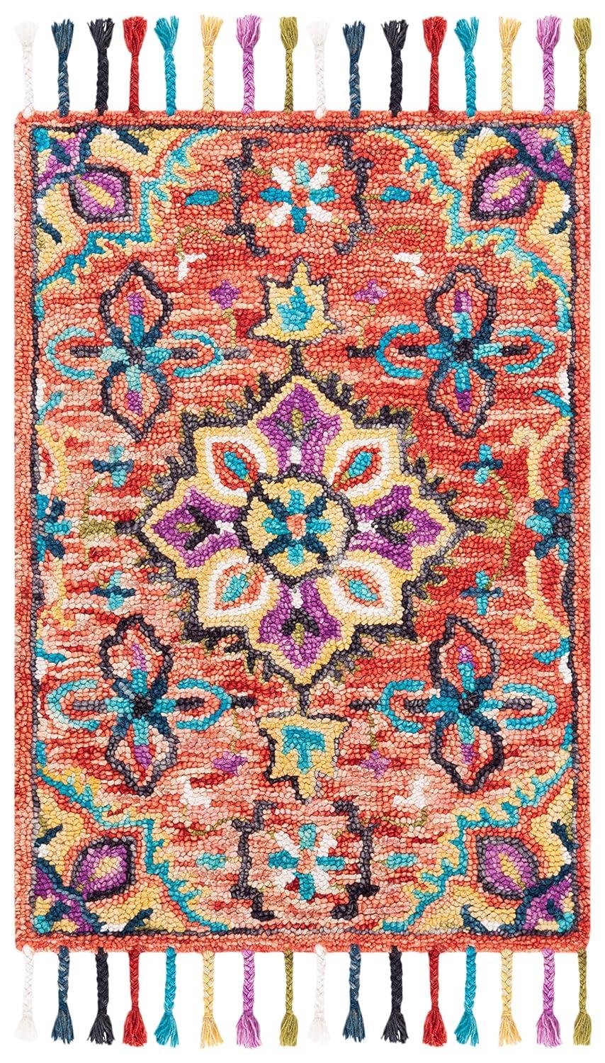 SAFAVIEH Aspen Nikeisha Geometric Floral Wool Area Rug, Red/Gold, 2'3" x 5'