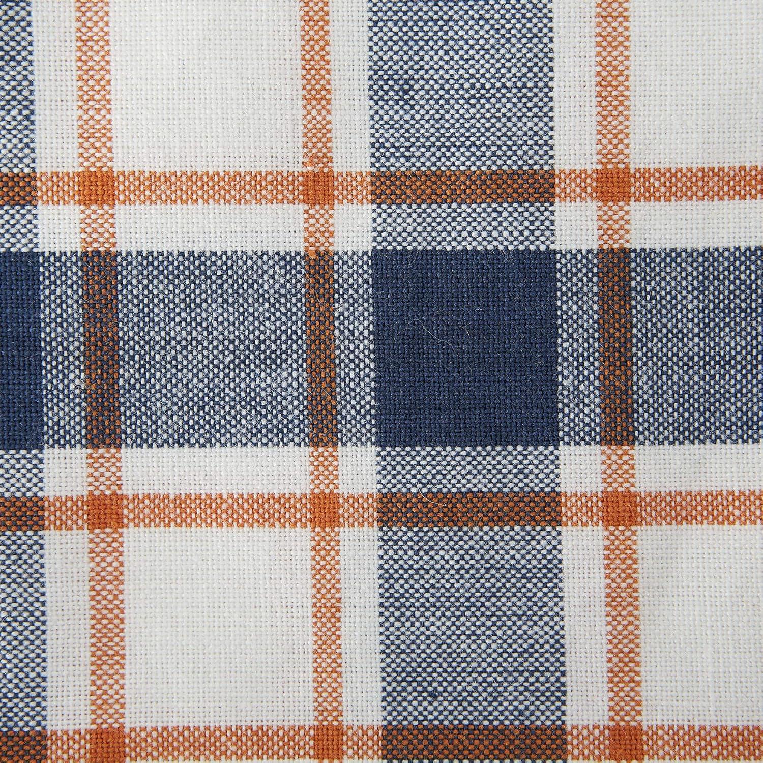 Rustic Navy and Orange Plaid Cotton Napkin Set of 6